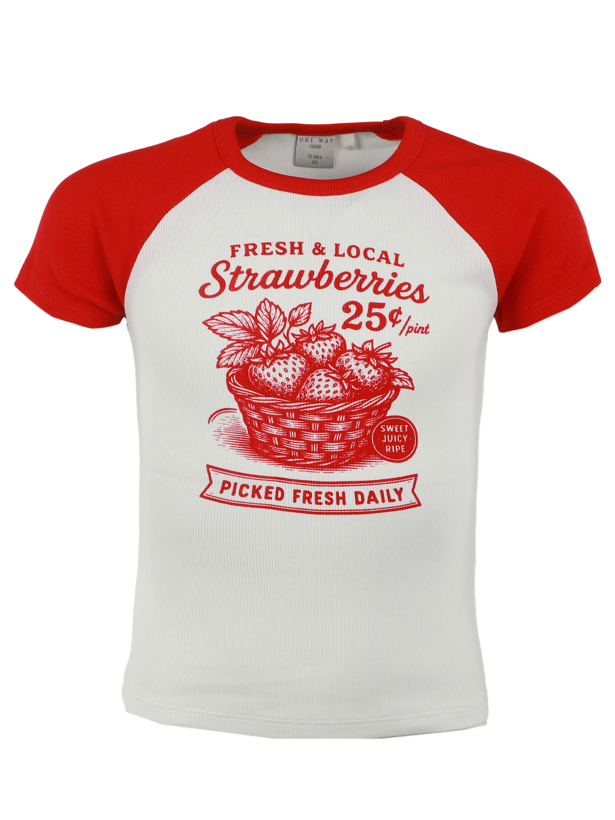 One Way TG T-Shirt Erdbeeren FP, rote Ärmel, in weiß Weiß 922298 WEI 1