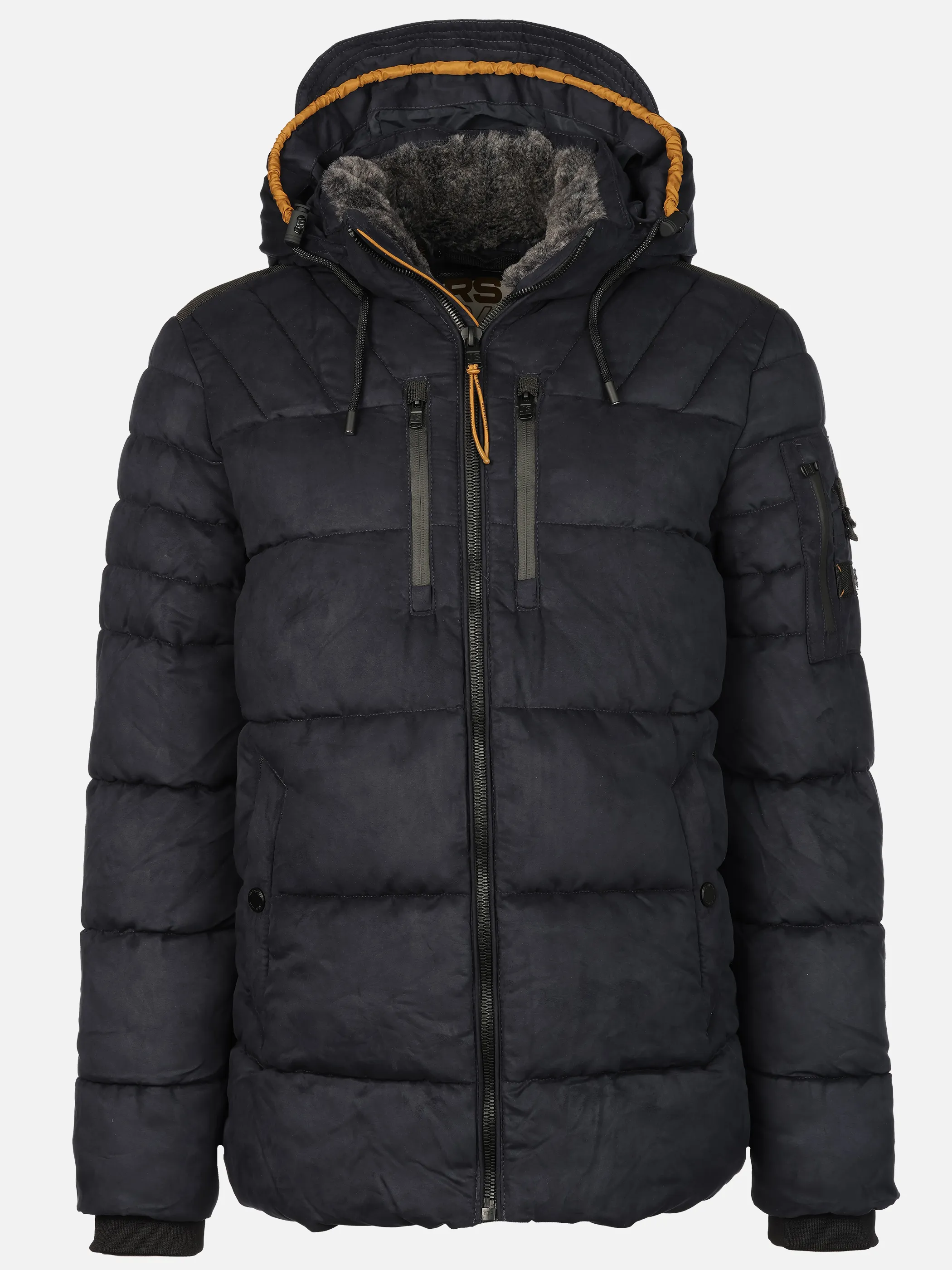 Jim Spencer He. Kapuzensteppjacke Velour Blau 915864 0800 1