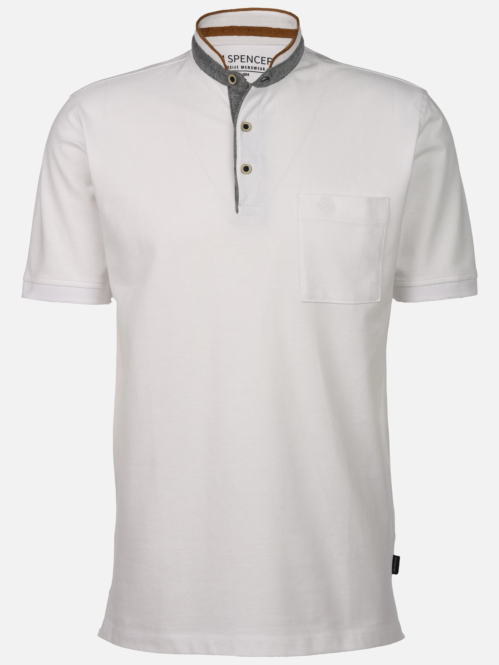 Jim Spencer He. Stehkragenshirt 1/2 Arm twisted Weiß 906251 WHITE SD 1