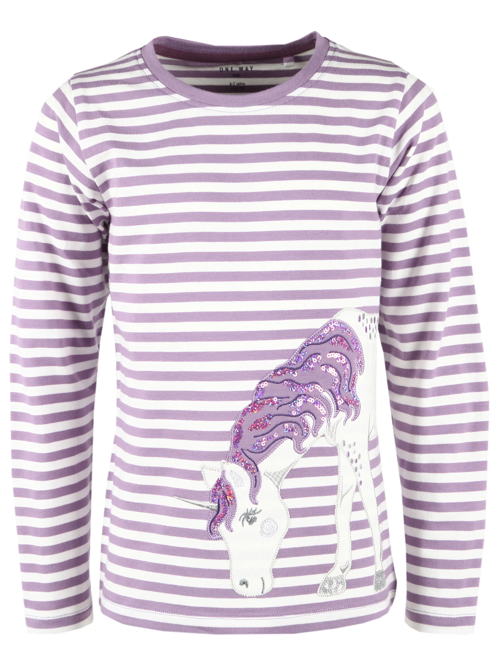 One Way KM Longsleeve stripes mit Pferde Print Lila 913469 LILA 1