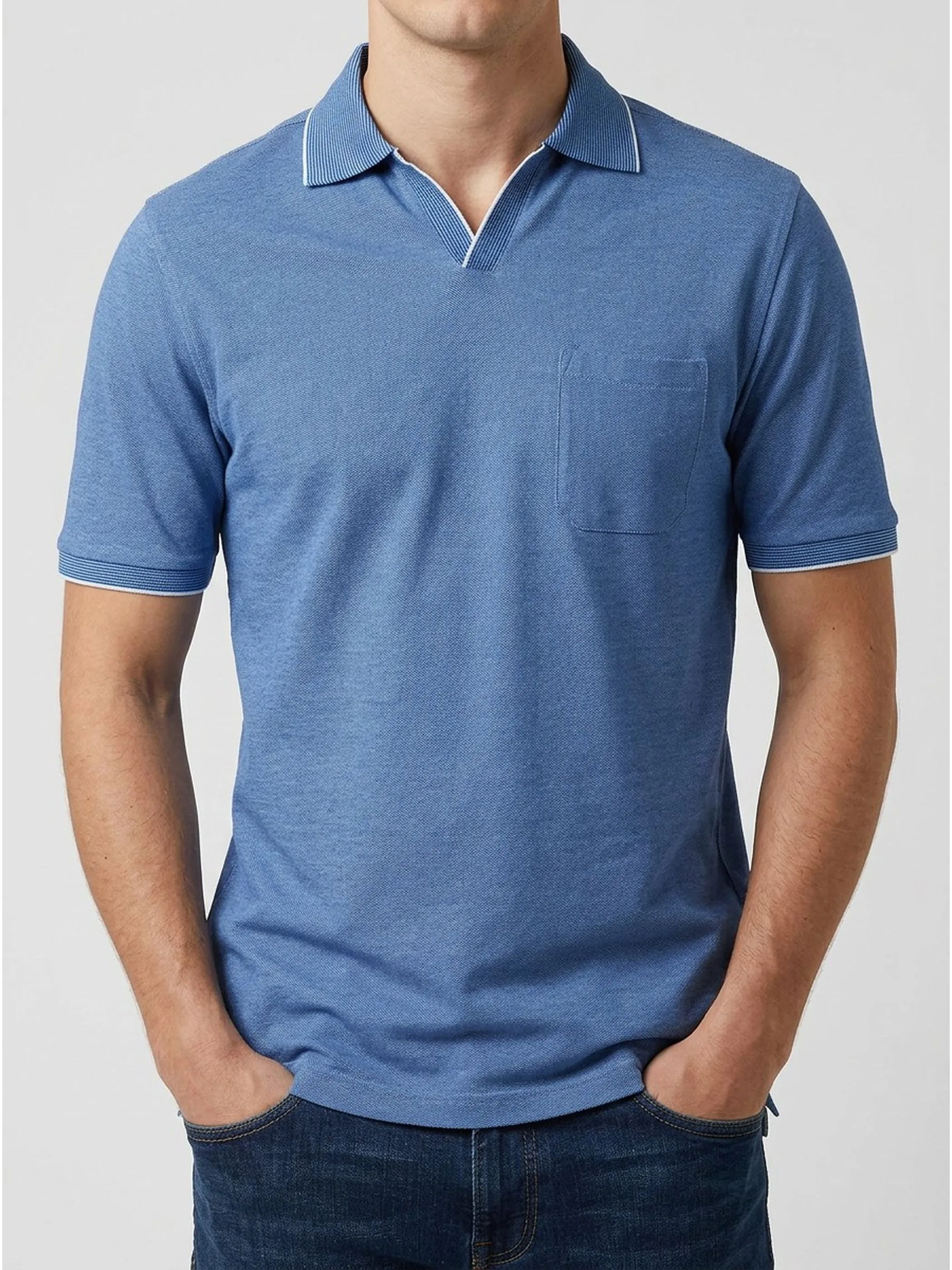 Jim Spencer He. Poloshirt 1/2 Arm V-Neck Blau 922478 BLUE 1