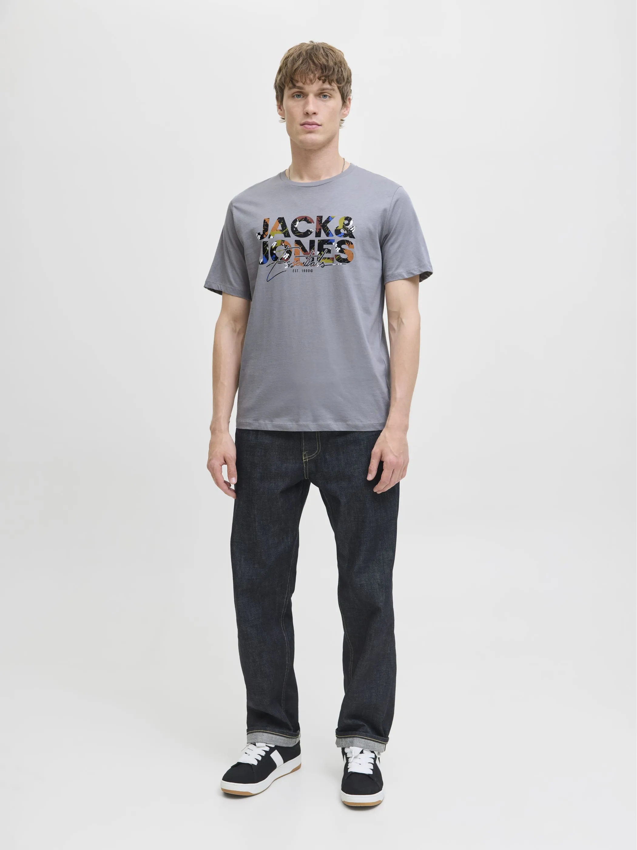 Jack Jones 12278523 JJGEPLAS TEE SS CREW Grau 913158 278262 4
