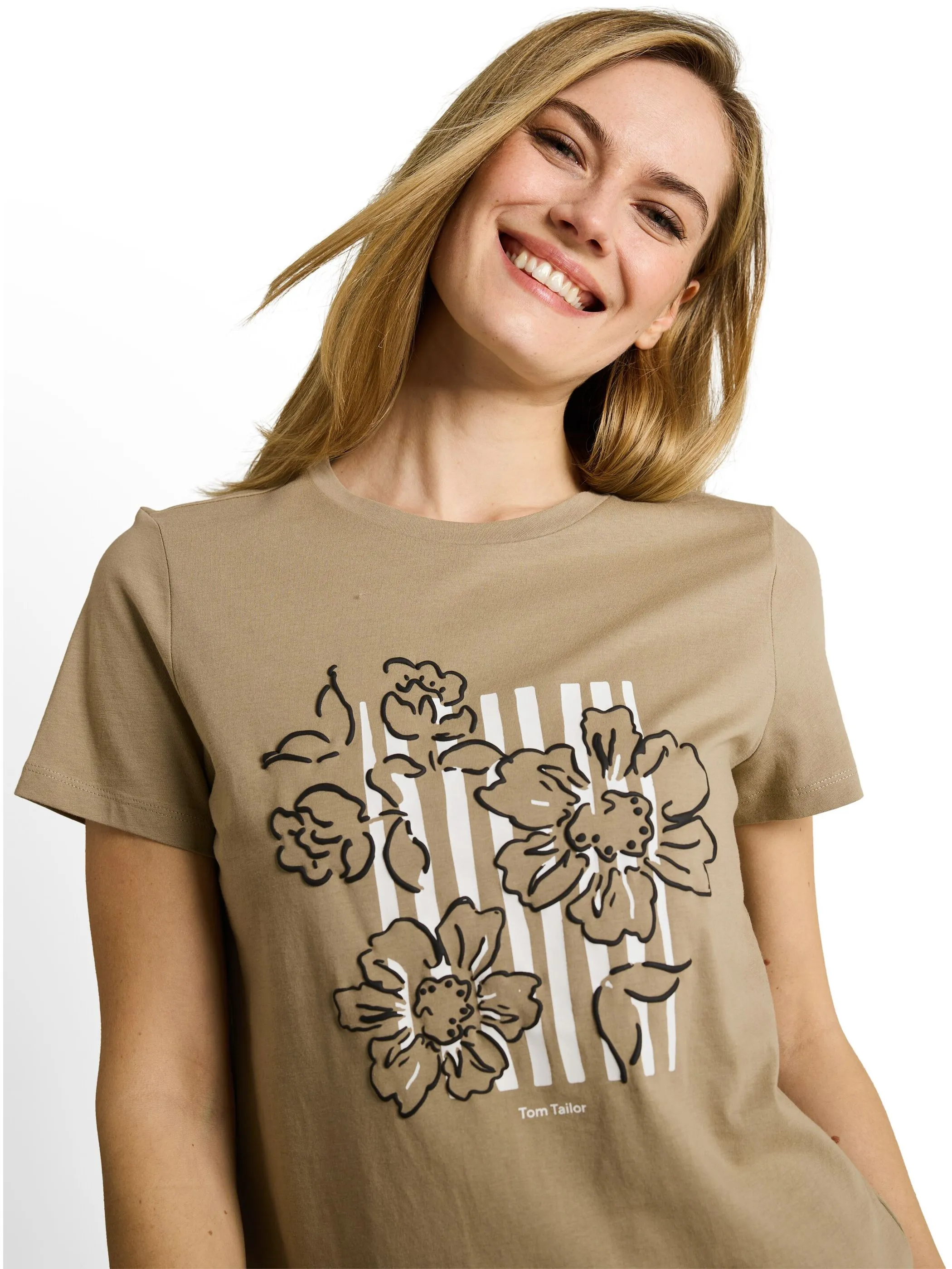 Tom Tailor 1051217 T-Shirt basic with print Grün 926010 11863 3