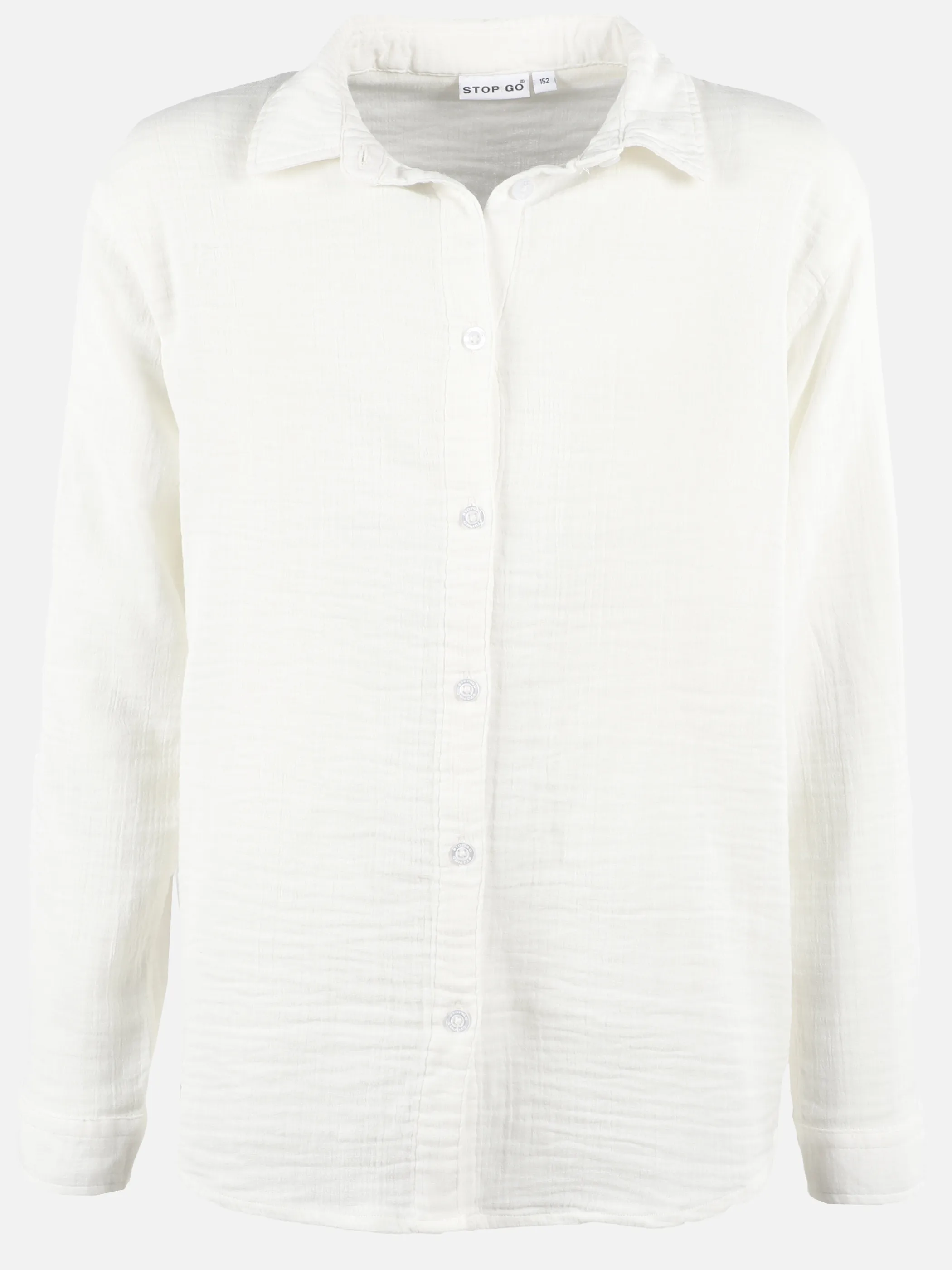 Stop + Go JM oversized Musselin Bluse in weiß und grün Weiß 890377 WEIß 1 Stop + Go JM oversized Musselin Bluse in weiß und grün Weiß 890377 WEIß 1
