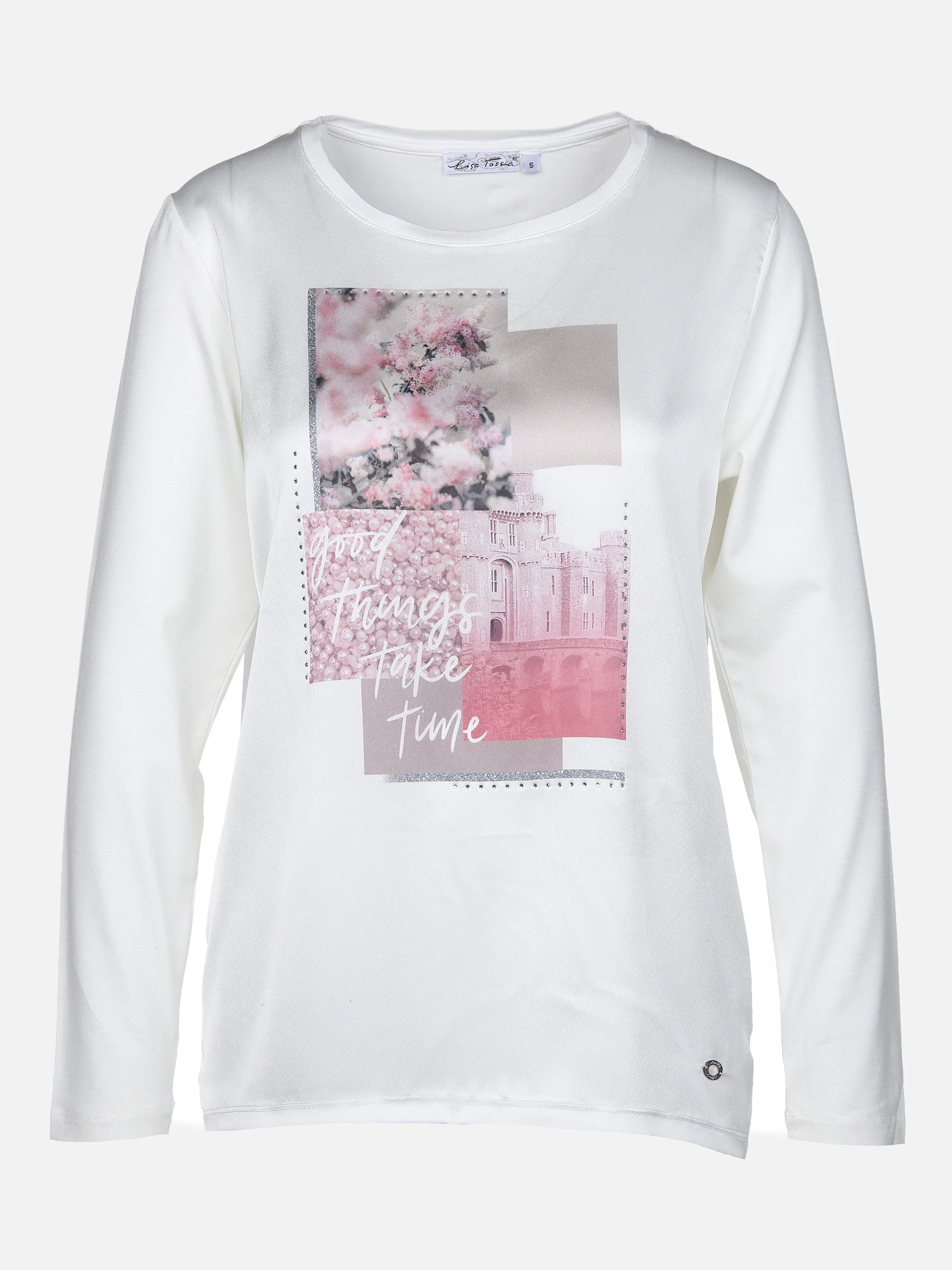 Lisa Tossa Da-Materialmix-Shirt mit Druck Weiß 859414 ECRU GEM. 1 Lisa Tossa Da-Materialmix-Shirt mit Druck Weiß 859414 ECRU GEM. 1