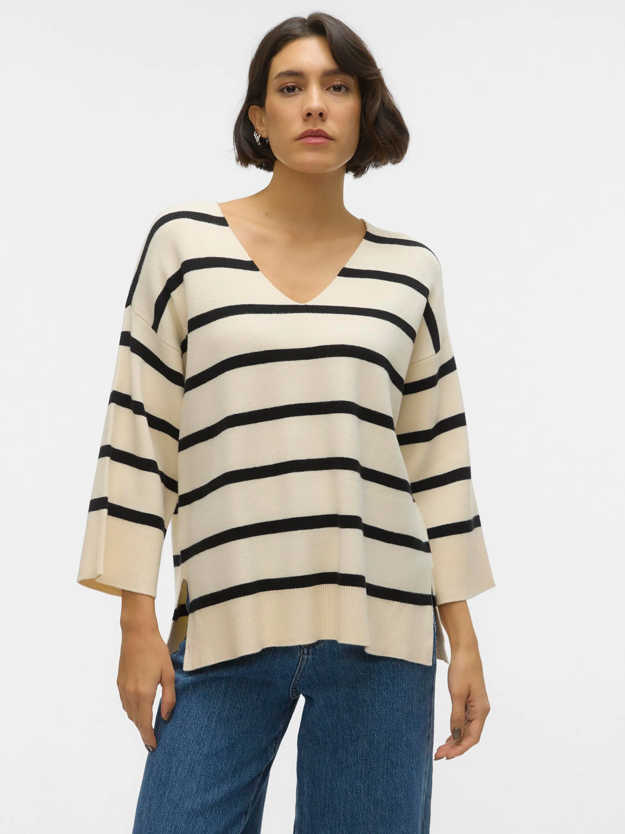 Vero Moda 10300314 VMSABA 3/4 V-NCK STRI Weiß 888446 222913001 3 Vero Moda 10300314 VMSABA 3/4 V-NCK STRI Weiß 888446 222913001 3