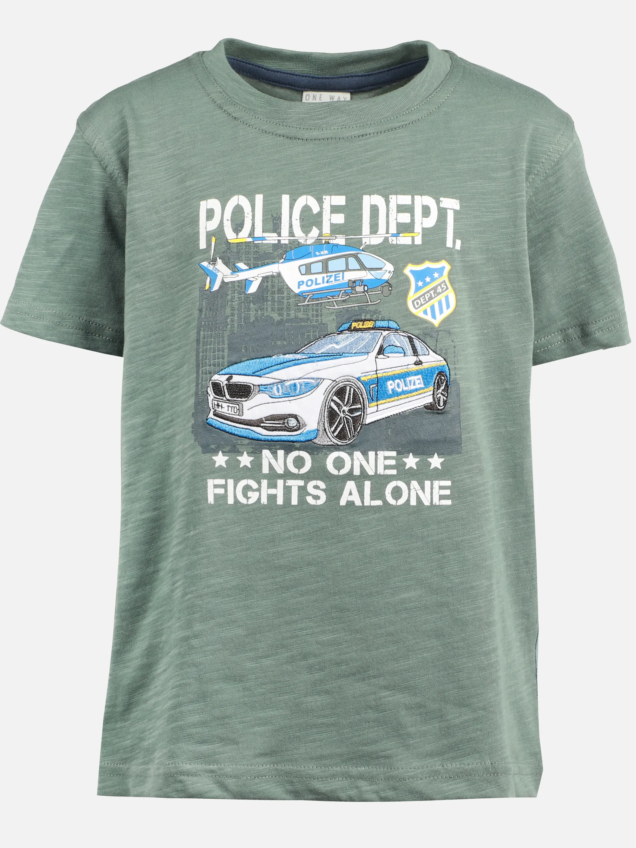 One Way MB T-Shirt mit Polizei Print in sage green Grün 921980 GRÜN 1