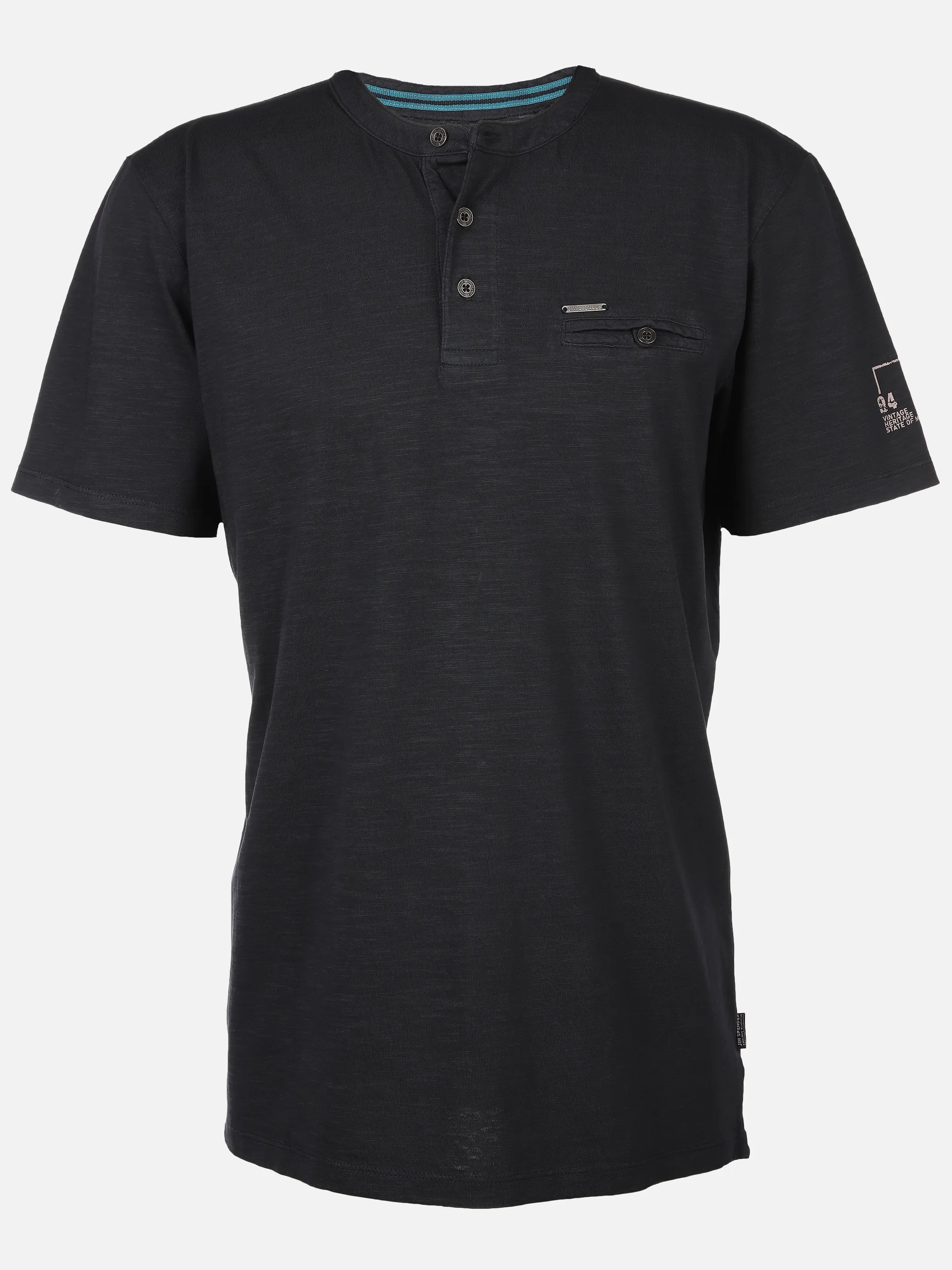 Jim Spencer He. Henleyshirt 1/2 Arm Stickerei Blau 894397 NAVY 1