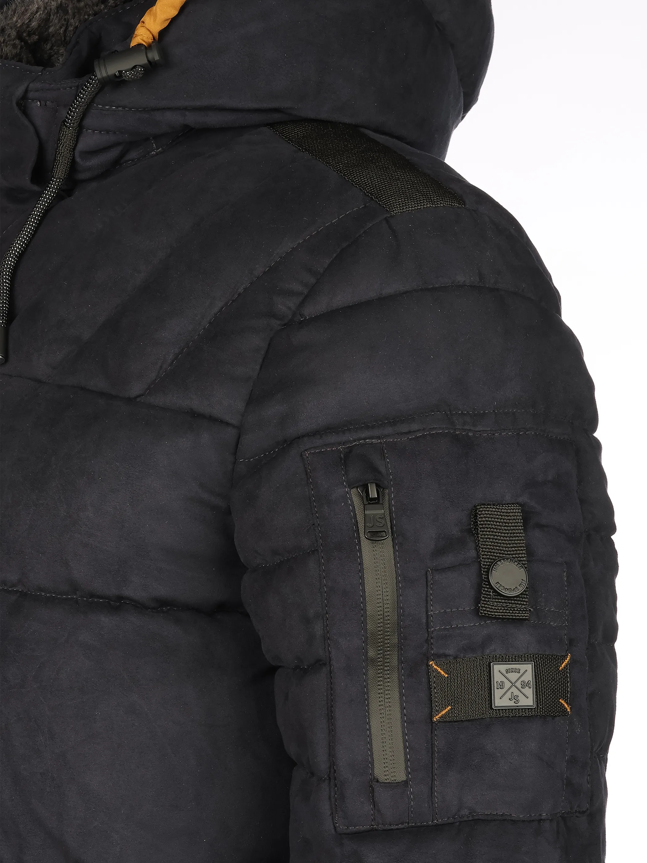 Jim Spencer He. Kapuzensteppjacke Velour Blau 915864 0800 4
