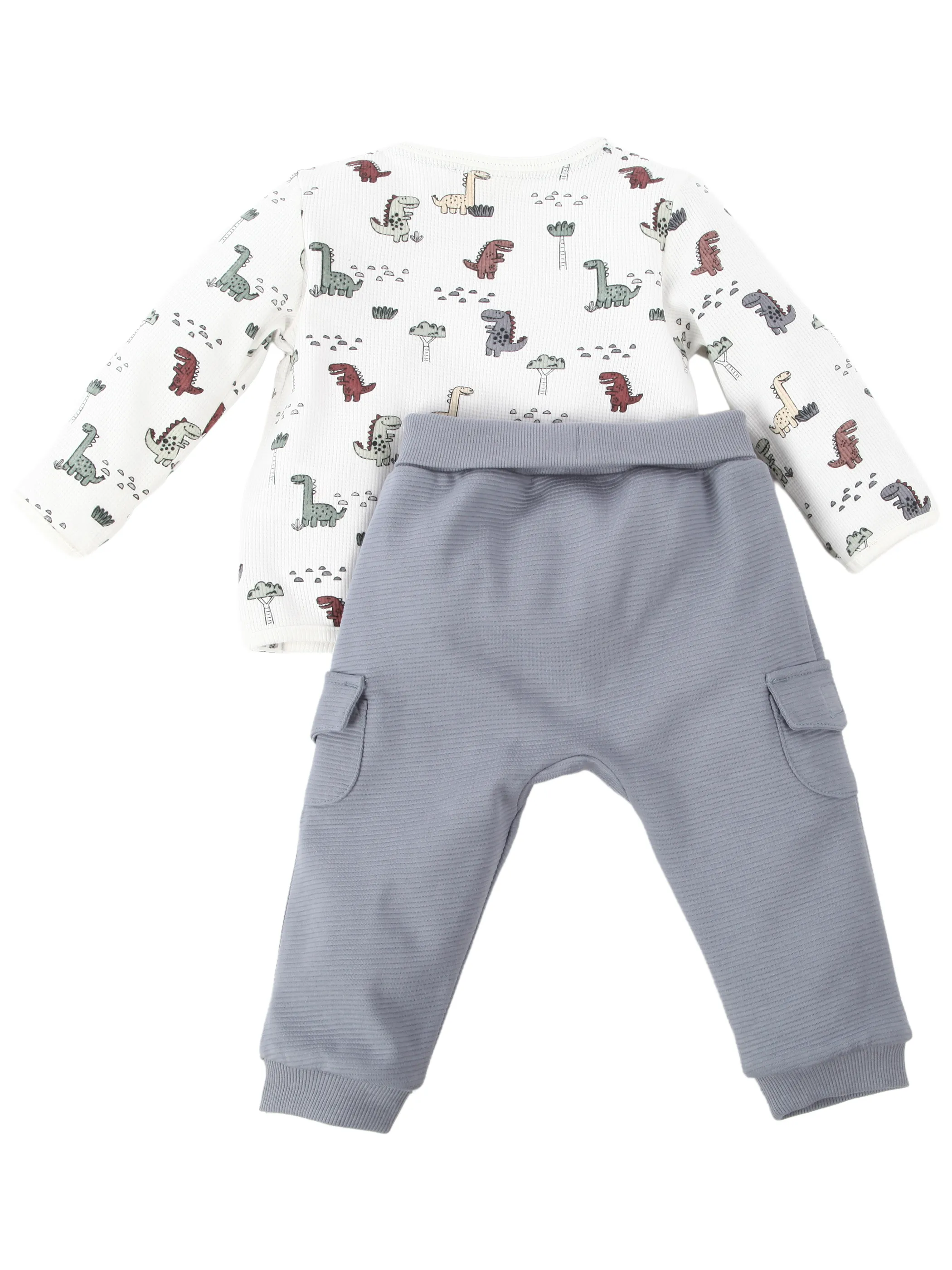 Bubble Gum BB 2pcs Set Longsleeve Dino AOP in weiß + Hose Weiß 921826 WEIß-BLAU 2