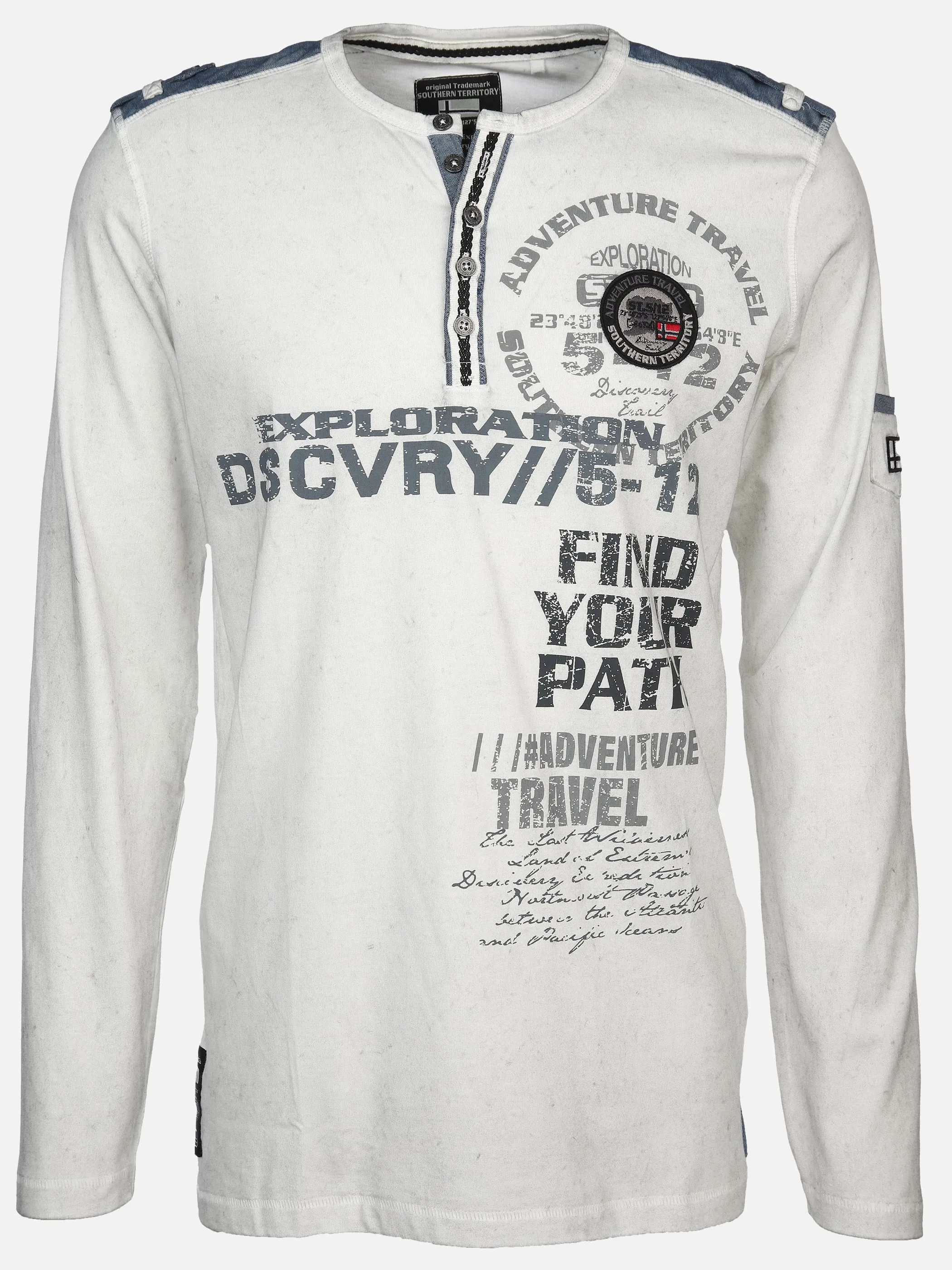 Southern Territory He. Henleyshirt 1/1 Arm print Weiß 896803 OFF WHITE 1 Southern Territory He. Henleyshirt 1/1 Arm print Weiß 896803 OFF WHITE 1