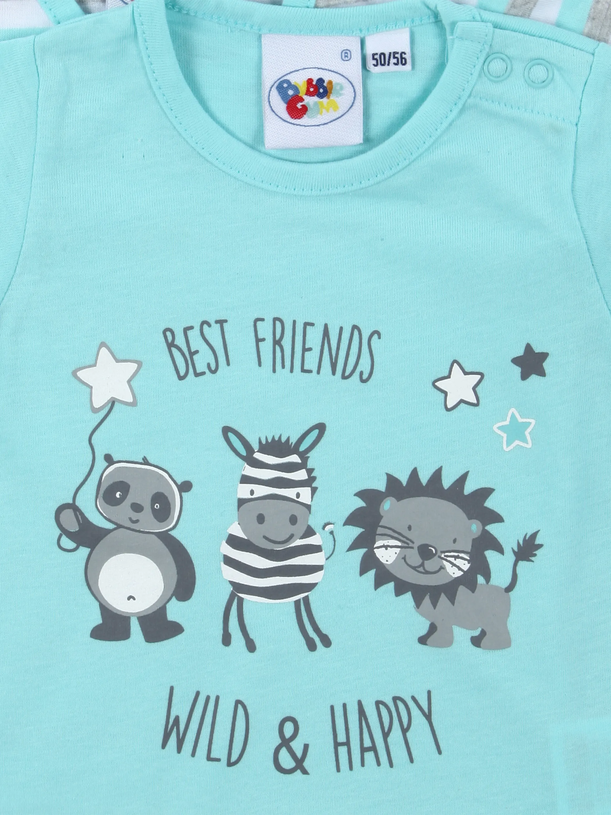 Bubble Gum Baby unisex T-Shirt 1/4 Weiß 758798 BLAU GRAU 3