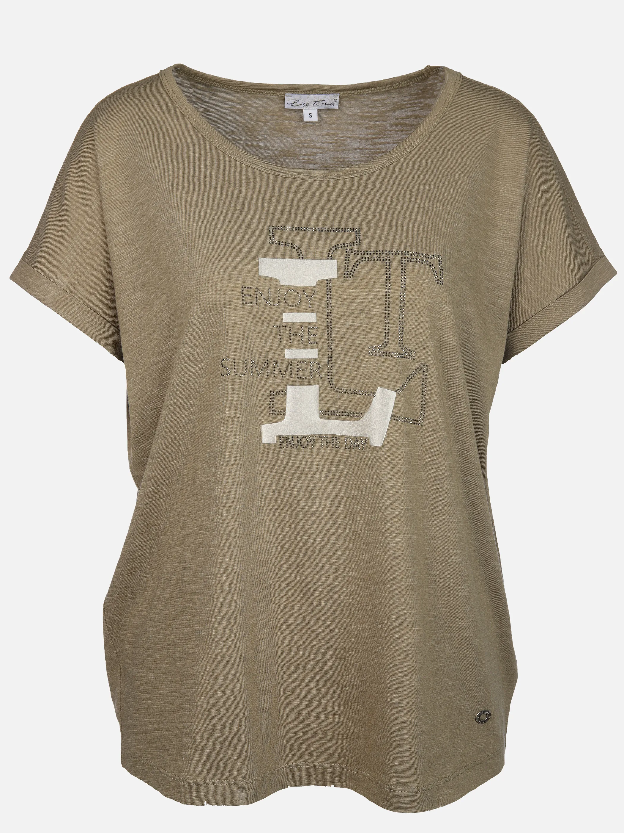 Lisa Tossa Da-T-Shirt m. Frontprint Oliv 909511 TREK 1 Lisa Tossa Da-T-Shirt m. Frontprint Oliv 909511 TREK 1