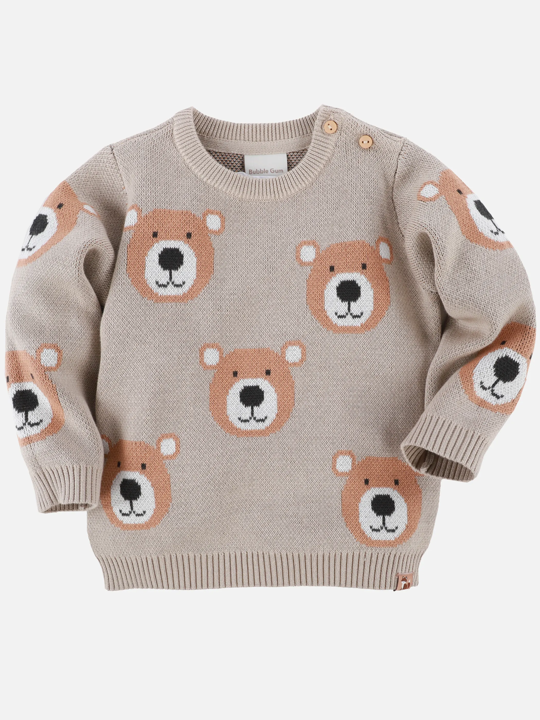 Bubble Gum BJ Jacquard Sweater mit Teddy Print in braun Braun 915202 BROWN 2