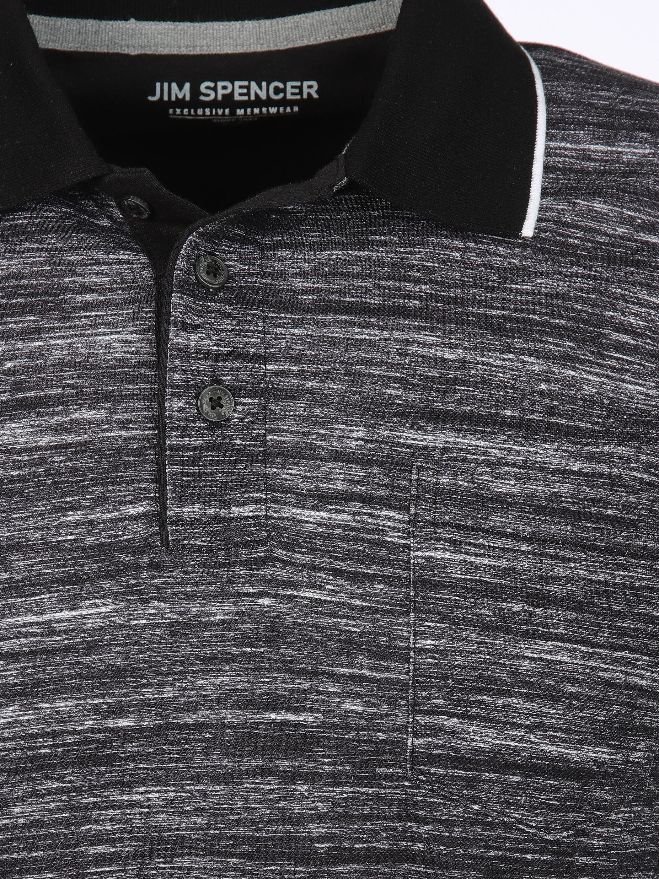 Jim Spencer He. Poloshirt 1/2 space print Schwarz 910732 BLACK 3