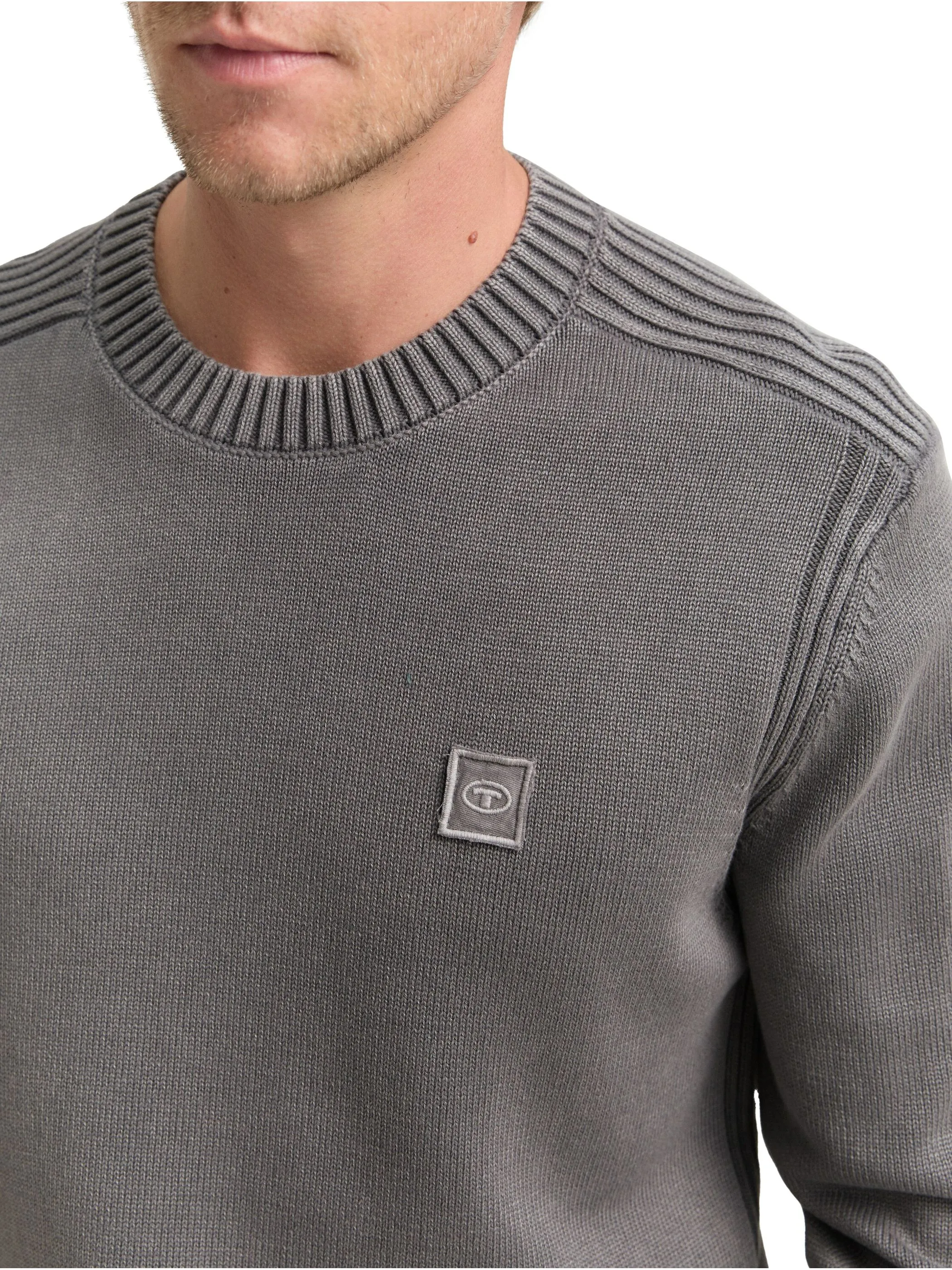 Tom Tailor 1048024 washed crewneck knit Grau 914872 38326
