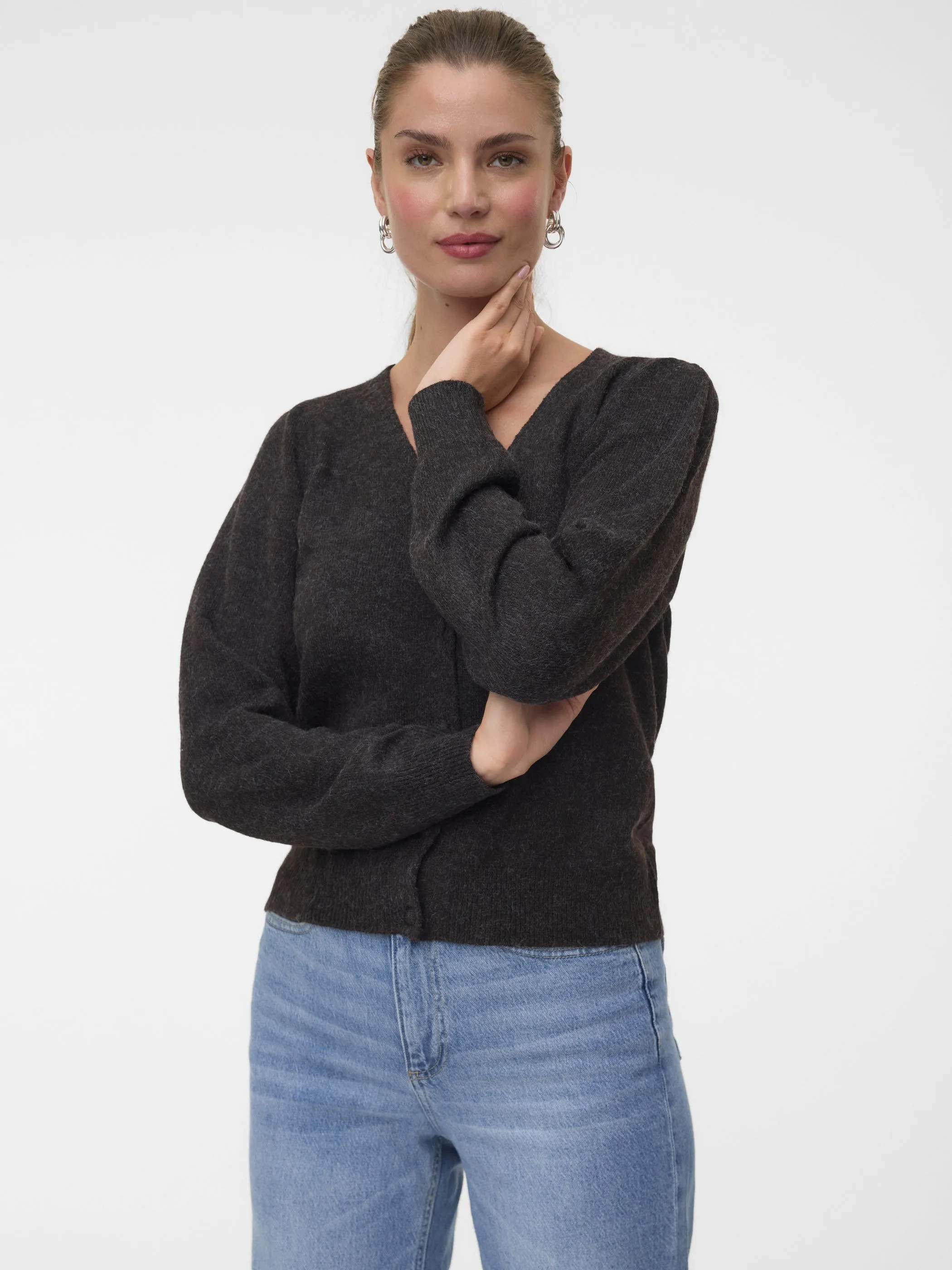 Vero Moda 10349032 VMDOFFY LS V-NECK CAR Braun 929210 297957002 1