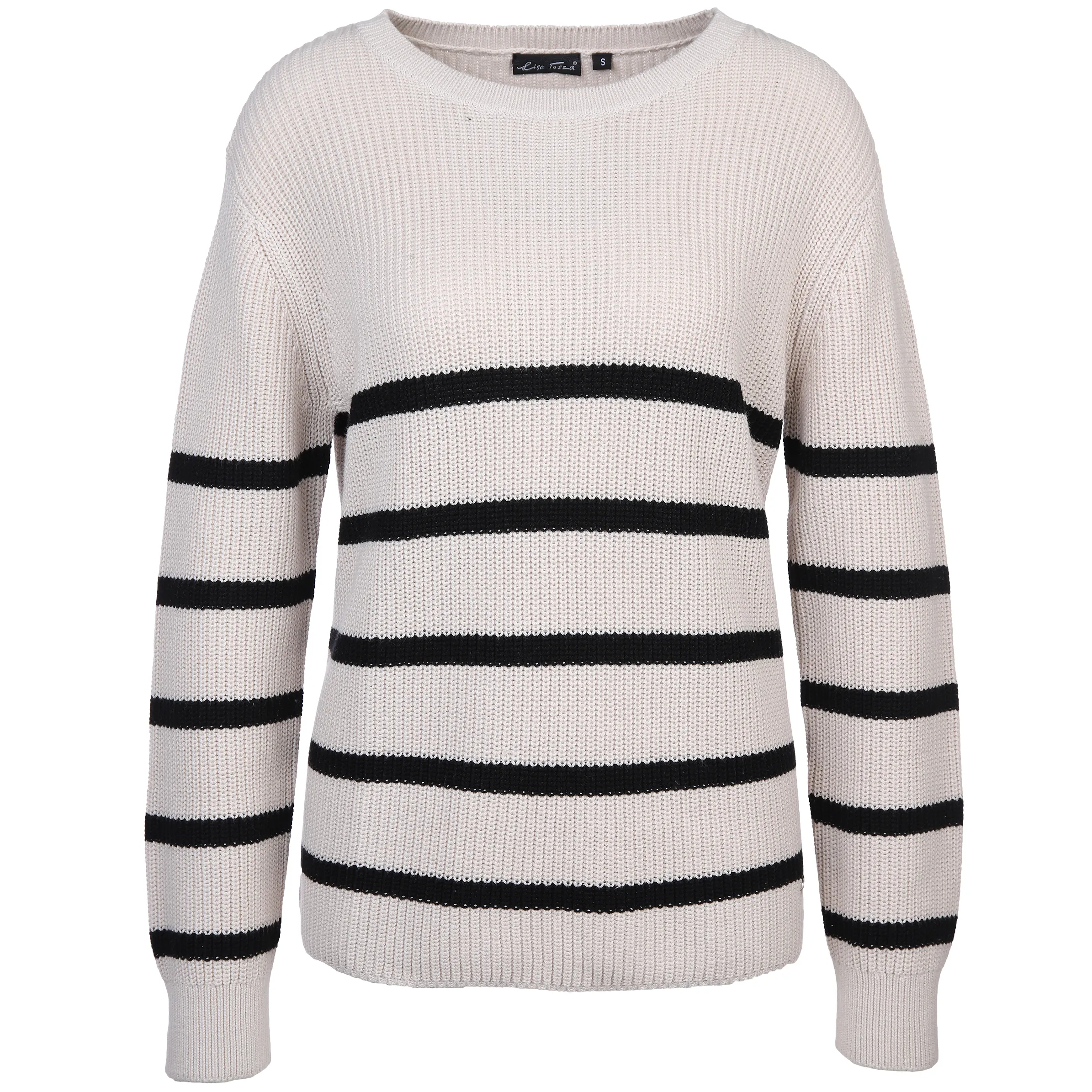Lisa Tossa Da-Pullover m.Querstreifen Weiß 881251 KITT/SCHW 1 Lisa Tossa Da-Pullover m.Querstreifen Weiß 881251 KITT/SCHW 1