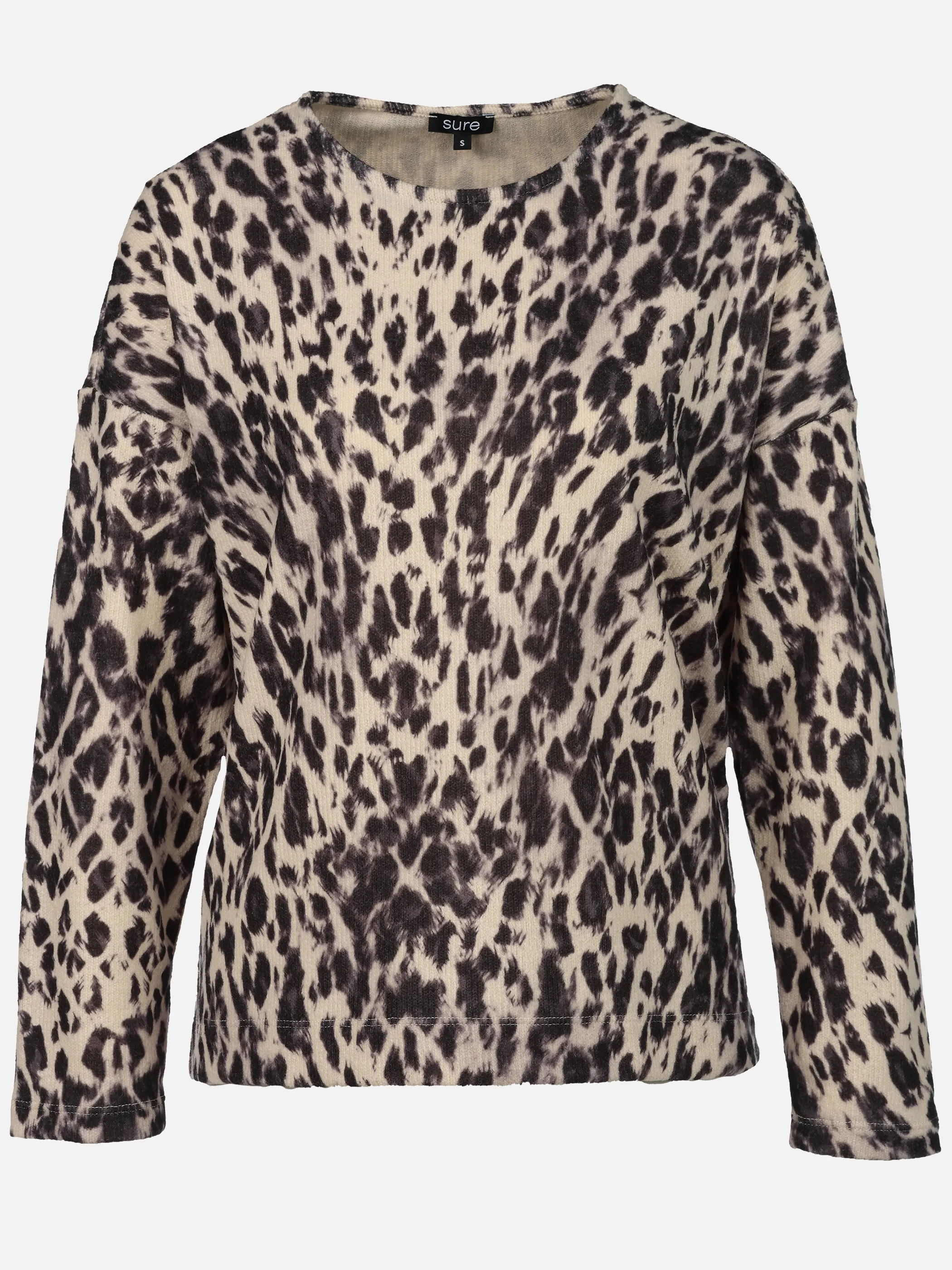 Sure Da-Flauschshirt m. Leoprint Beige 916301 BEIGE/SW 1
