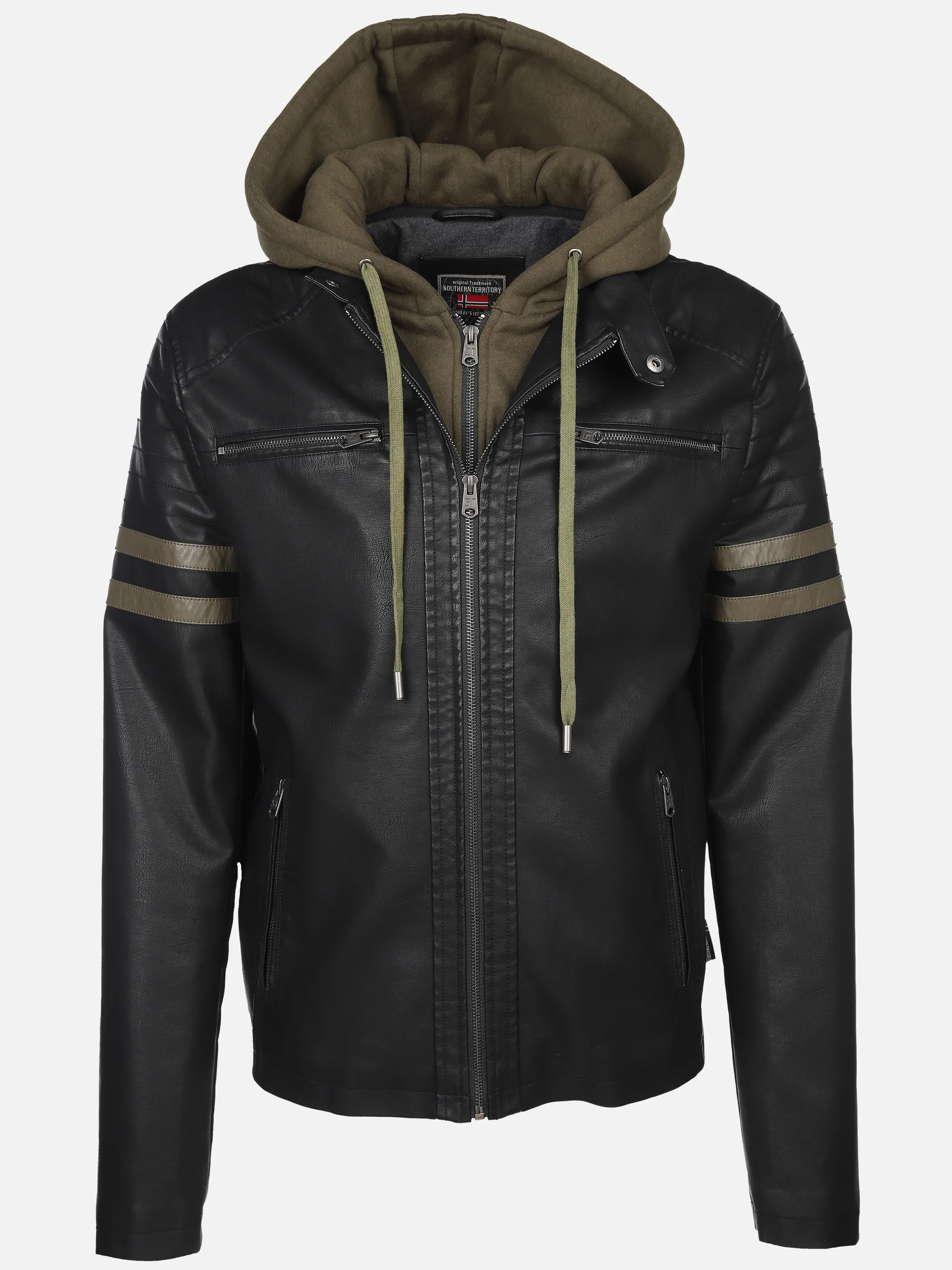 Southern Territory He. Bikerjacke 2in1 Kapuze schwarz/olive Schwarz 903555 BLACK 1 Southern Territory He. Bikerjacke 2in1 Kapuze schwarz/olive Schwarz 903555 BLACK 1