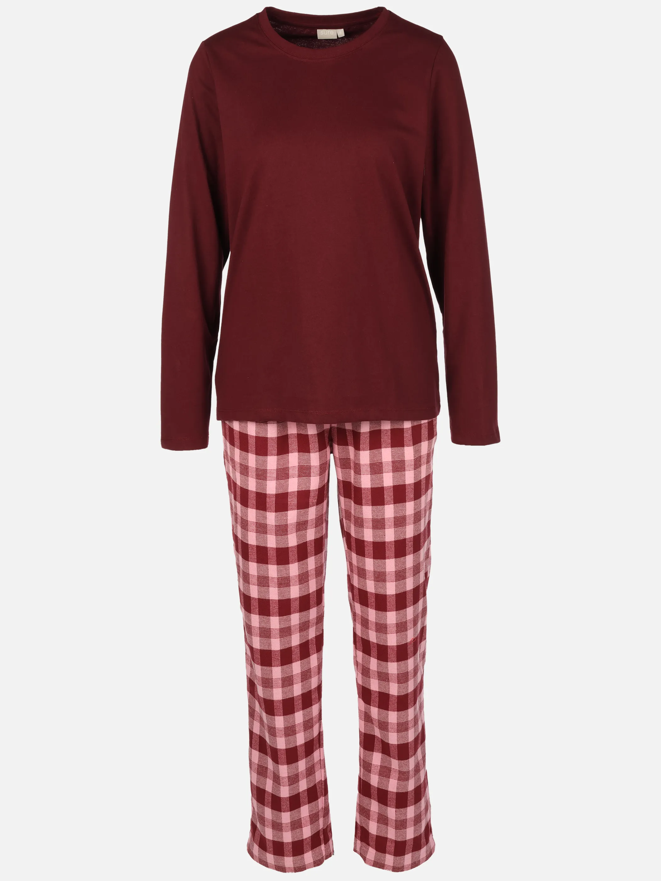 Sure Da. Pyjama lang mit Flanellhos Rot 915612 BORDO 1 Sure Da. Pyjama lang mit Flanellhos Rot 915612 BORDO 1