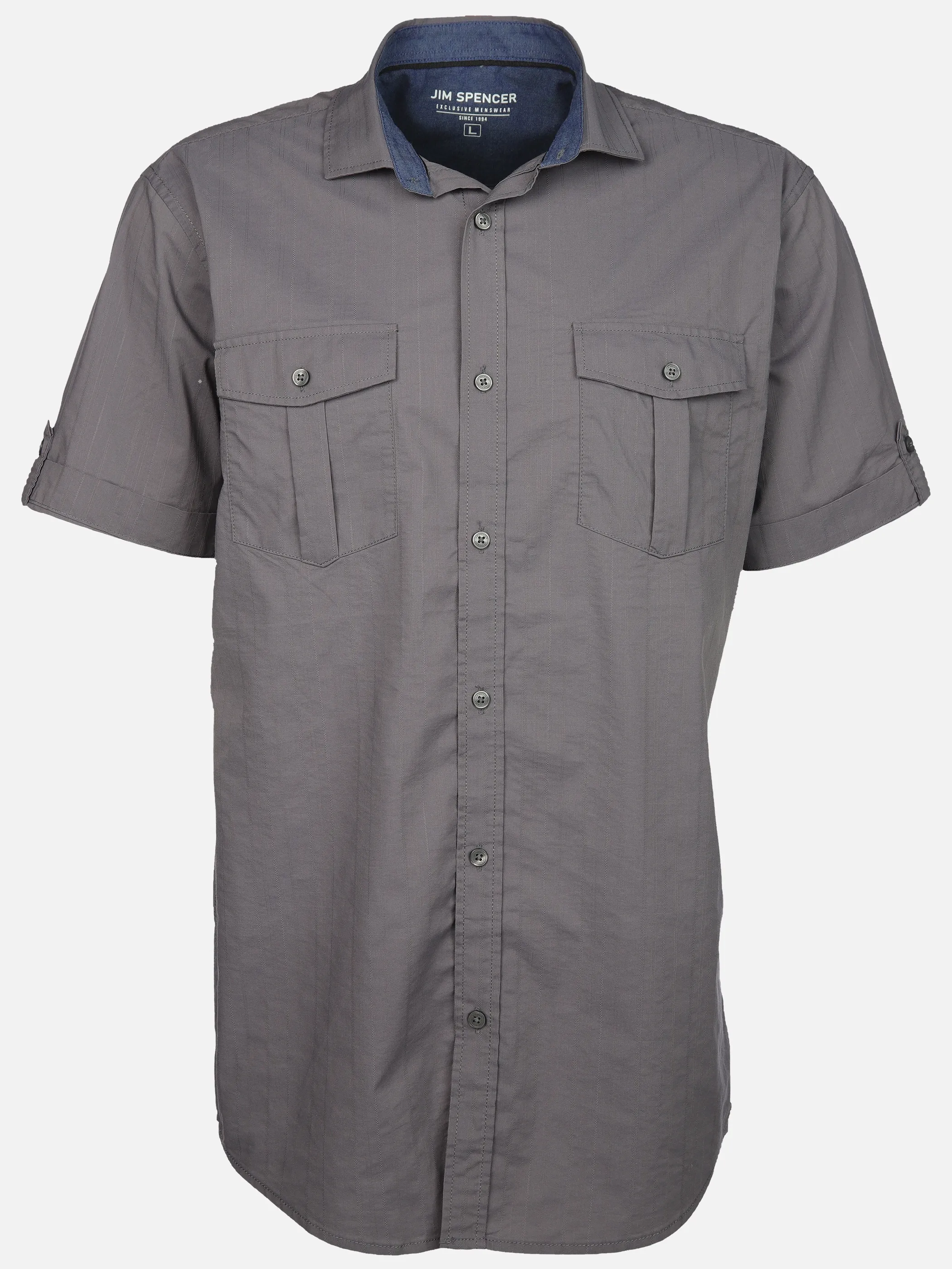 Jim Spencer He. Freizeithemd 1/2 Arm Jacquard Grau 908752 GREY 1