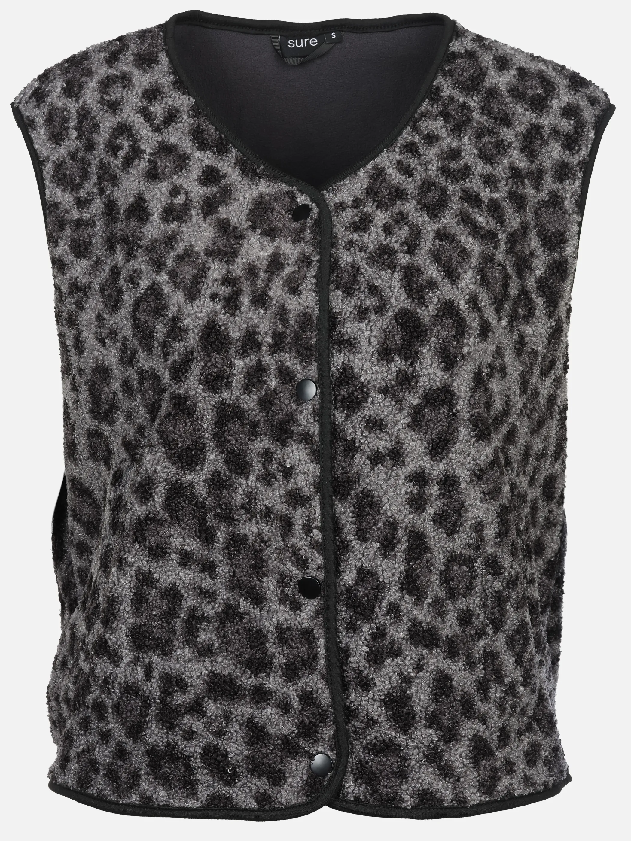 Sure Da. Teddy Fleece Weste m. Leoprint Schwarz 928446 BL 1