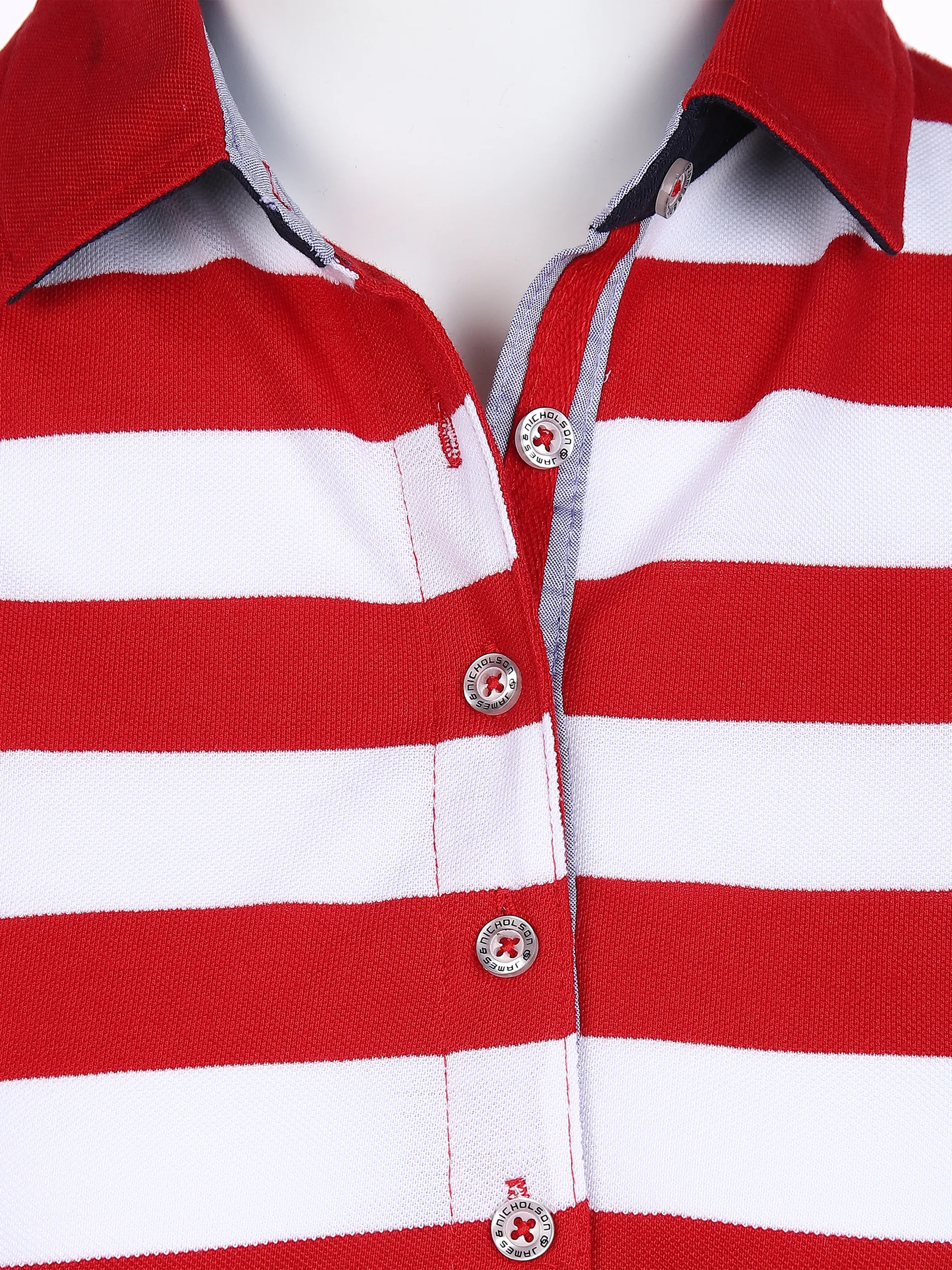 James & Nicholson Da-Halbarm-Poloshirt m. Blockr Rot 851541 RED 3