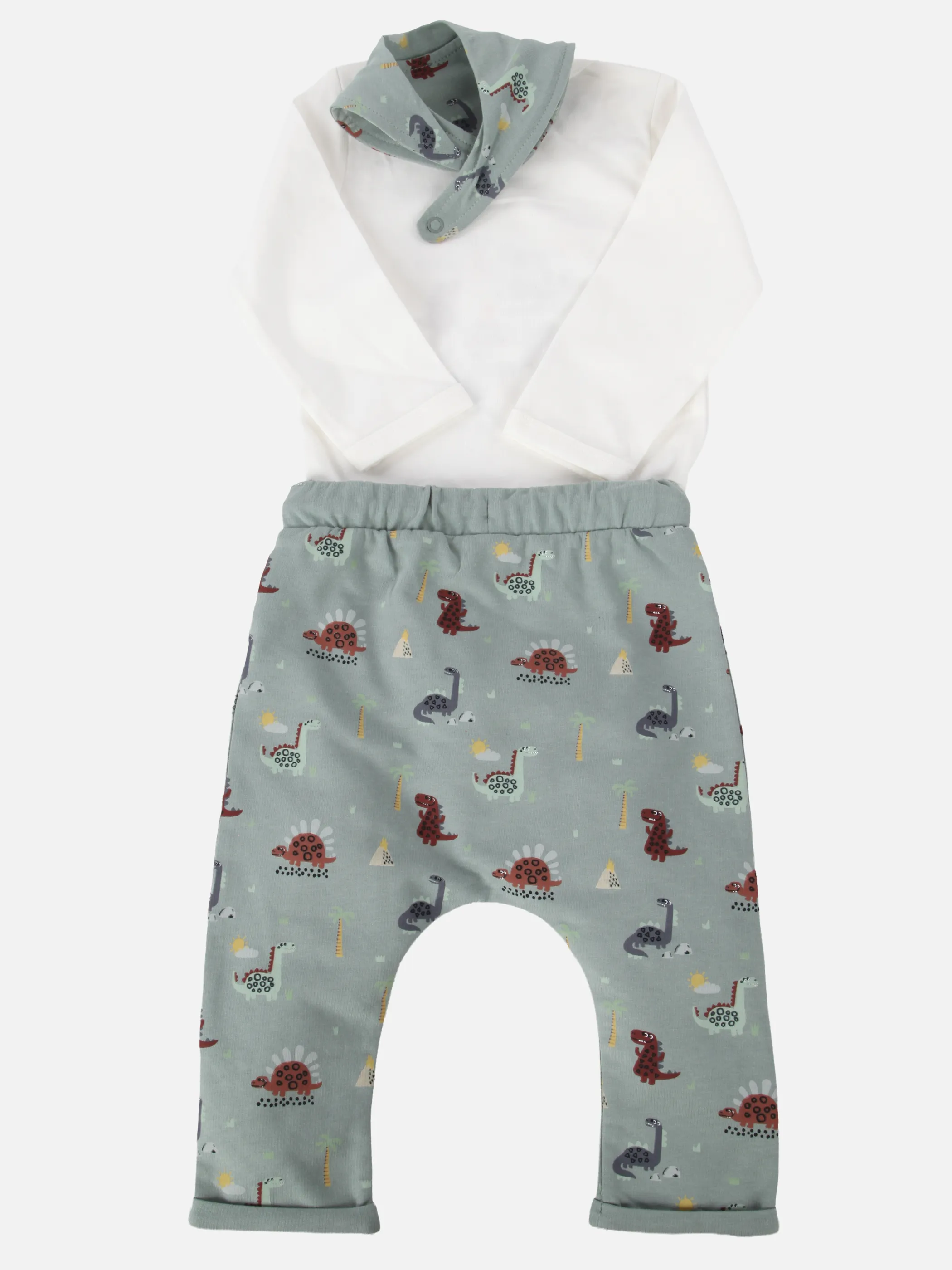 Bubble Gum BB 3pcs Set Body, Hose, Neckarchief mit Dino Print Grün 921828 GRÜN/WEIß 2