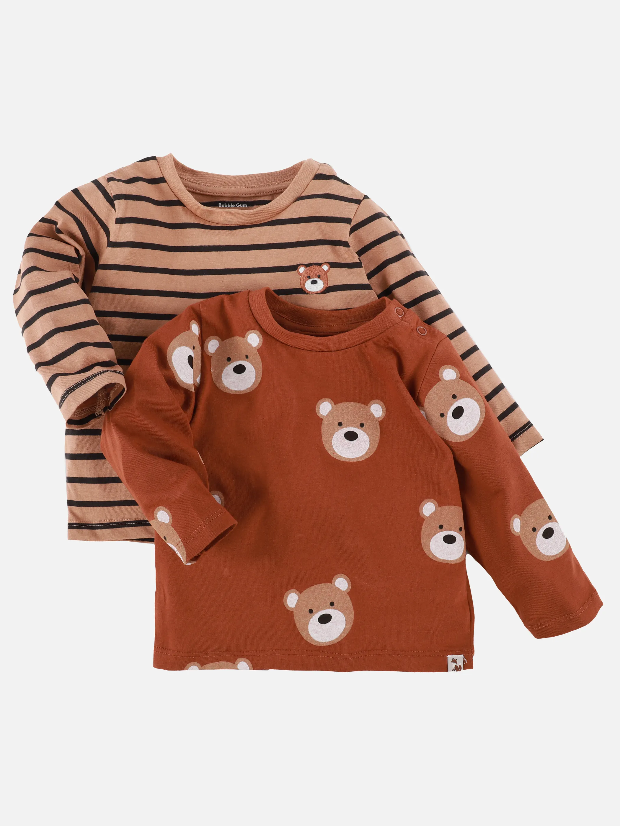 Bubble Gum BJ Longsleeve 2er Pach mit Bären AOP in rot/braun Rot 913582 ROT 1