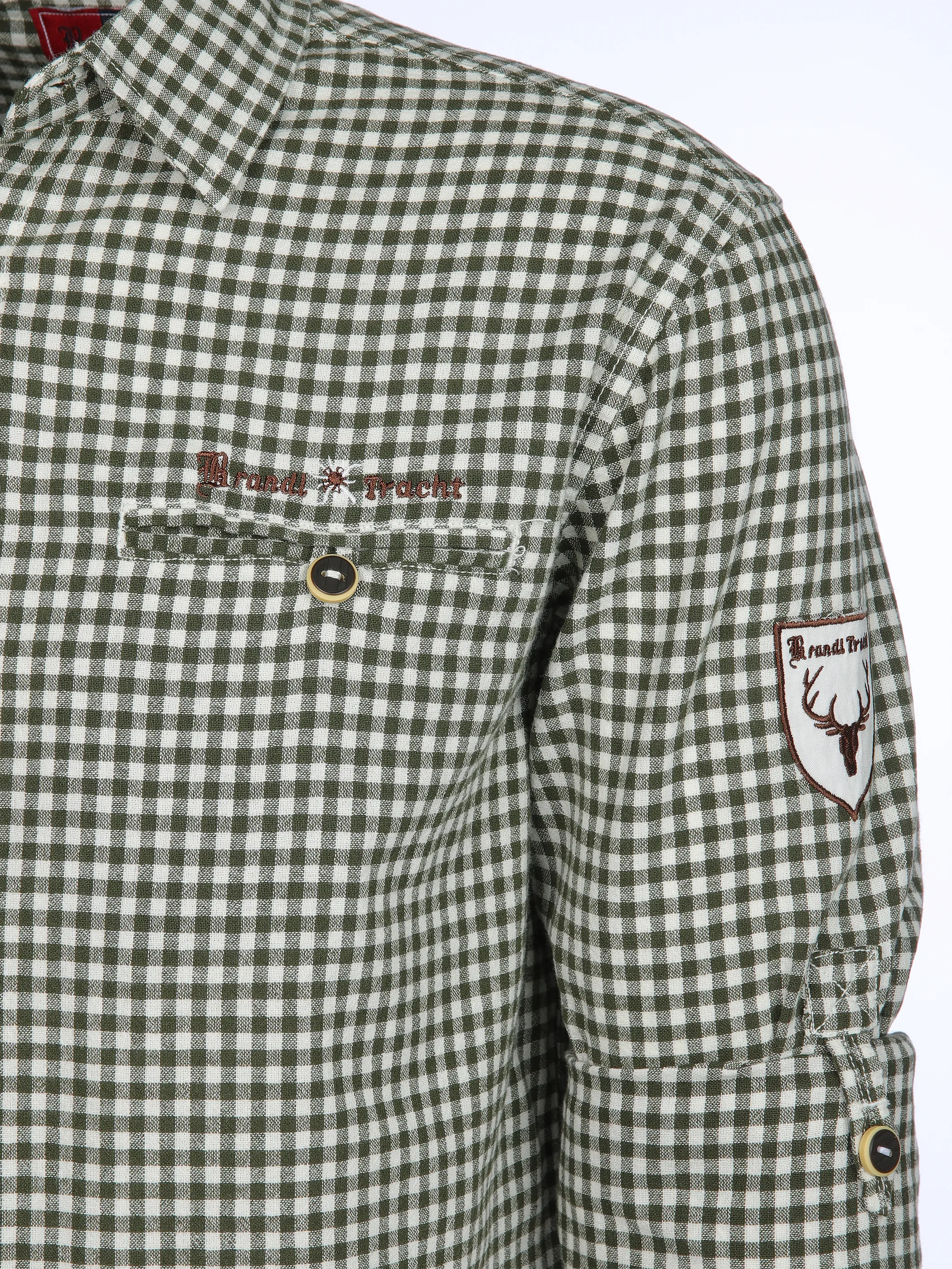 Brandl Tracht He. Trachtenhemd basic 1/1 Arm Oliv 893337 KHAKI 3
