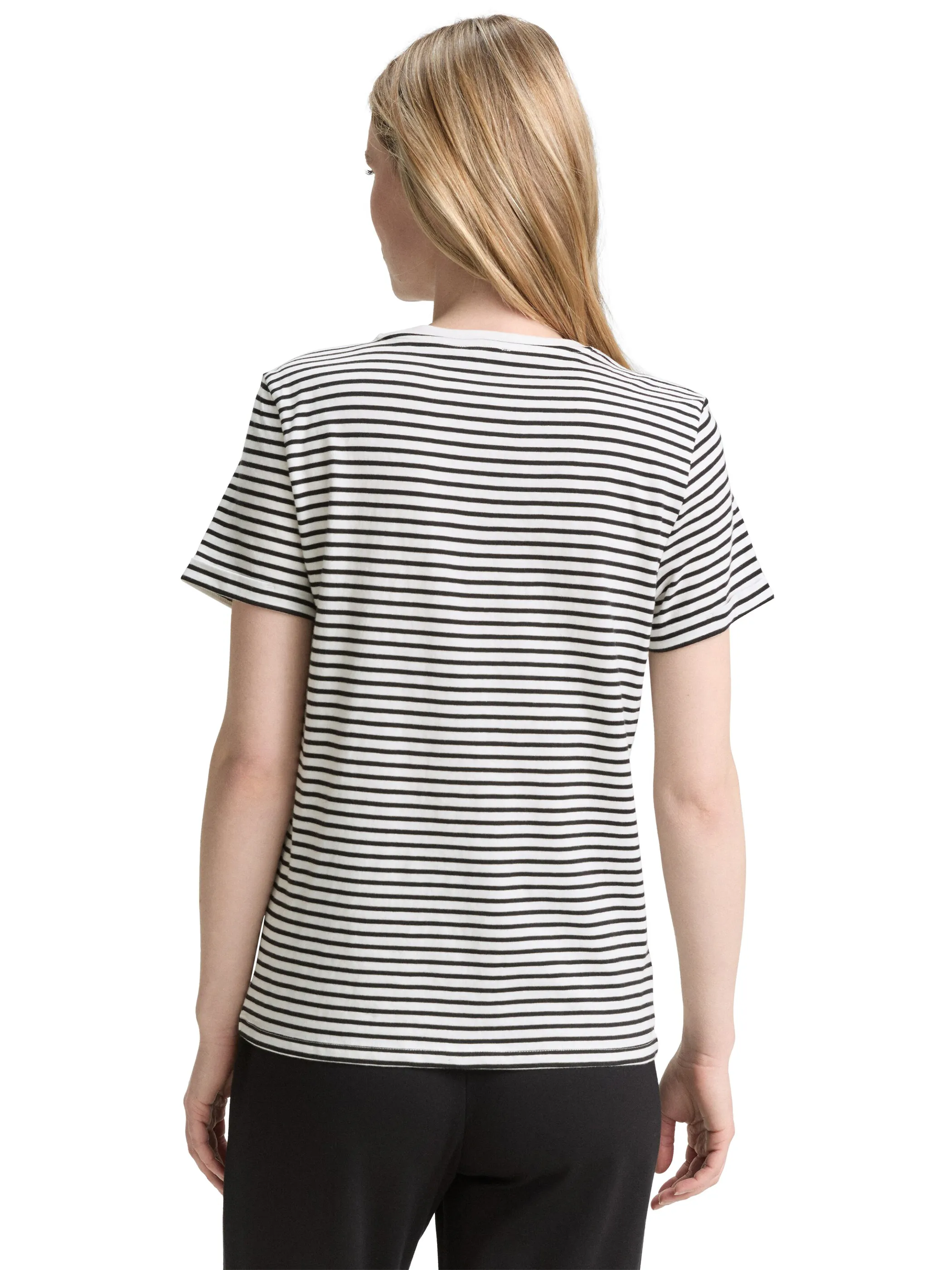 Tom Tailor 1046440 T-shirt stripe crew neck Schwarz 910039 38148 2