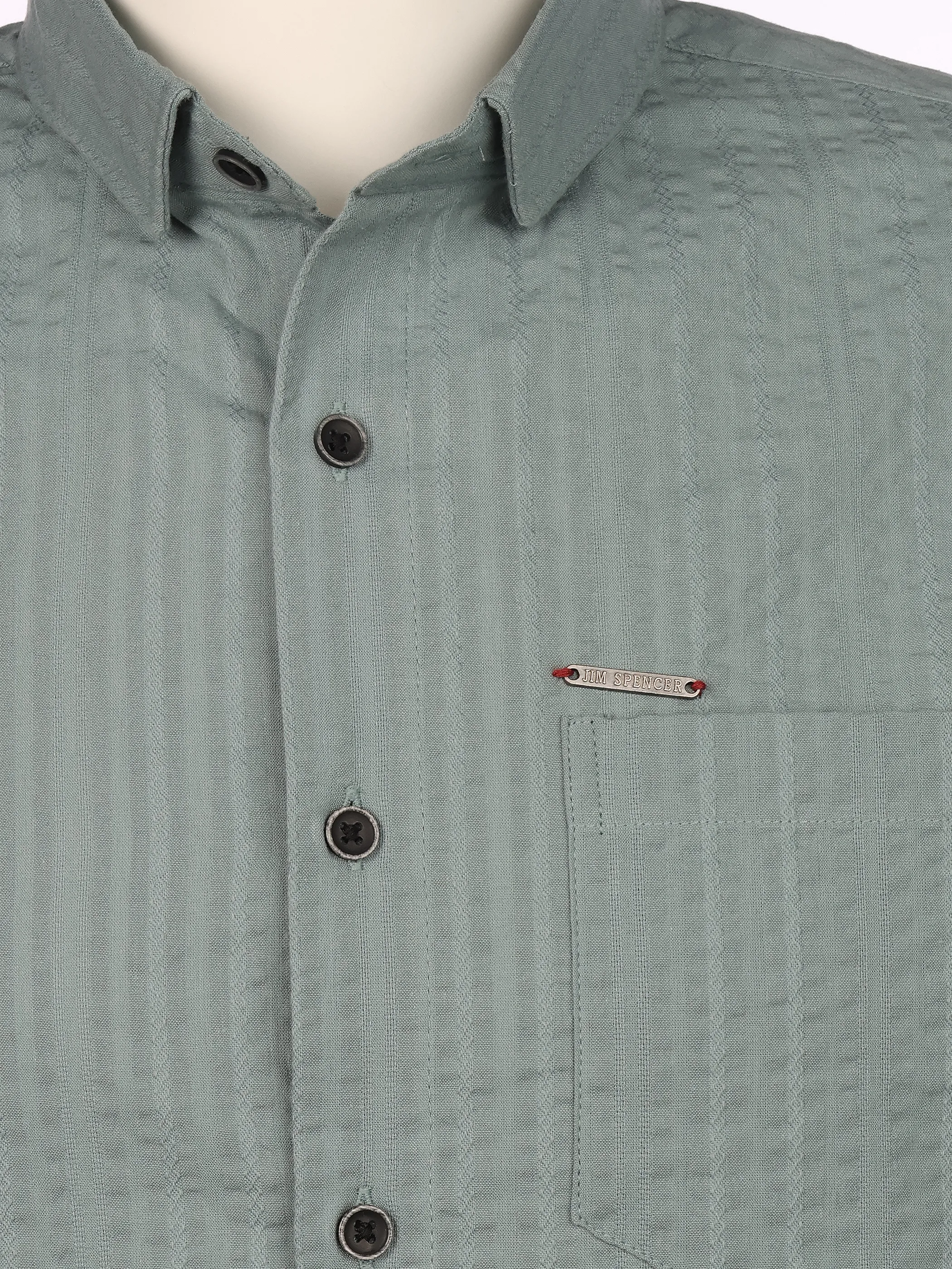 Jim Spencer He. Seersuckerhemd 1/2 Arm premium Grün 925170 GREEN 3