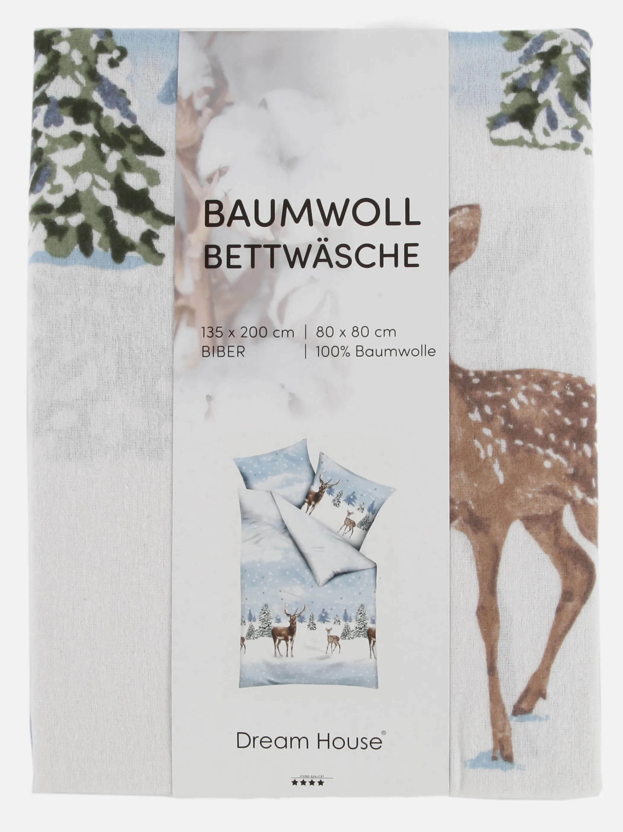 Kaeppel I Biberbettwäsche Hirsch 155x220 Blau 916564 BLAU 1