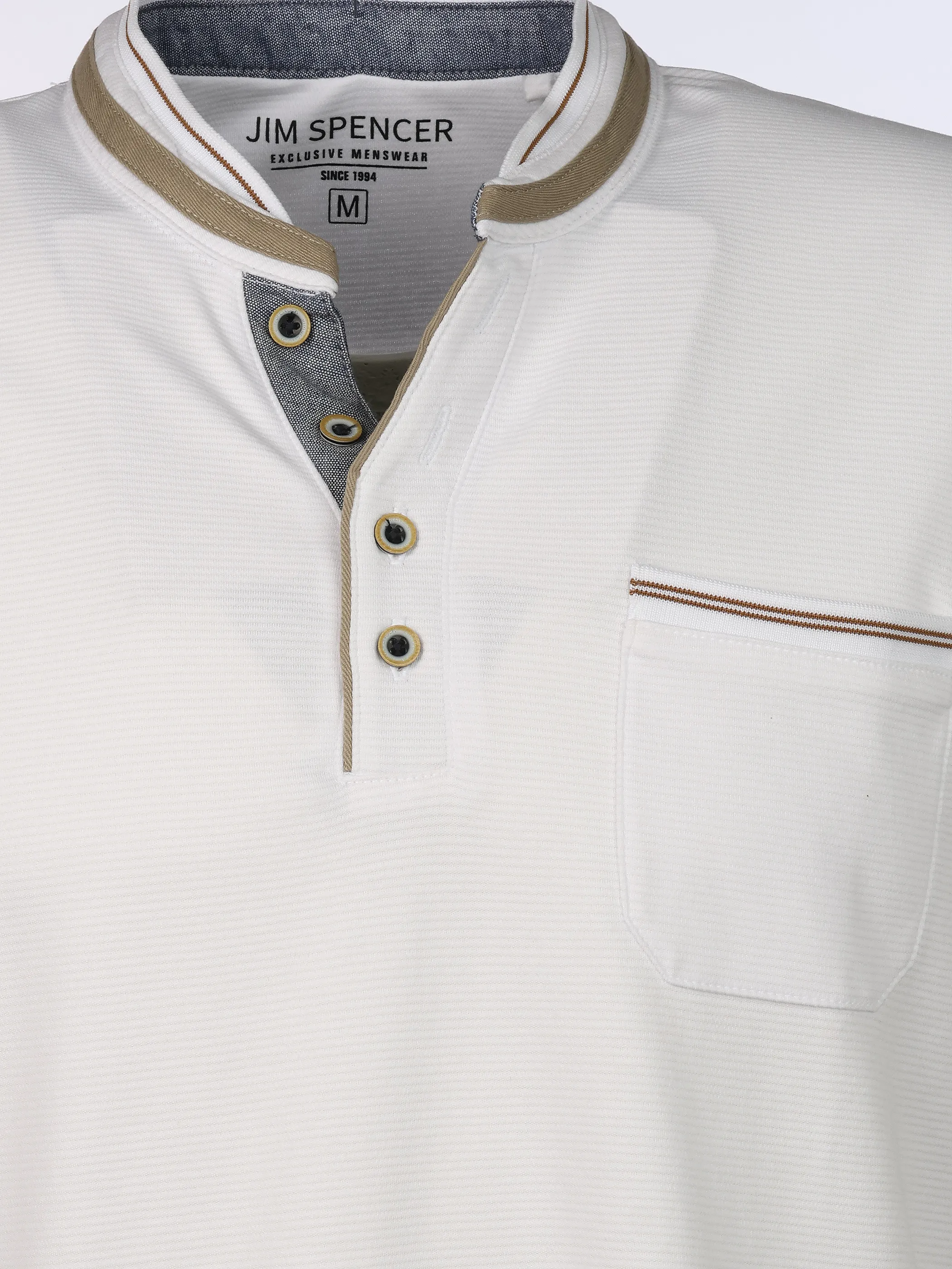 Jim Spencer He. Henleyshirt 1/2 Arm Premium Weiß 922565 WHITE 3