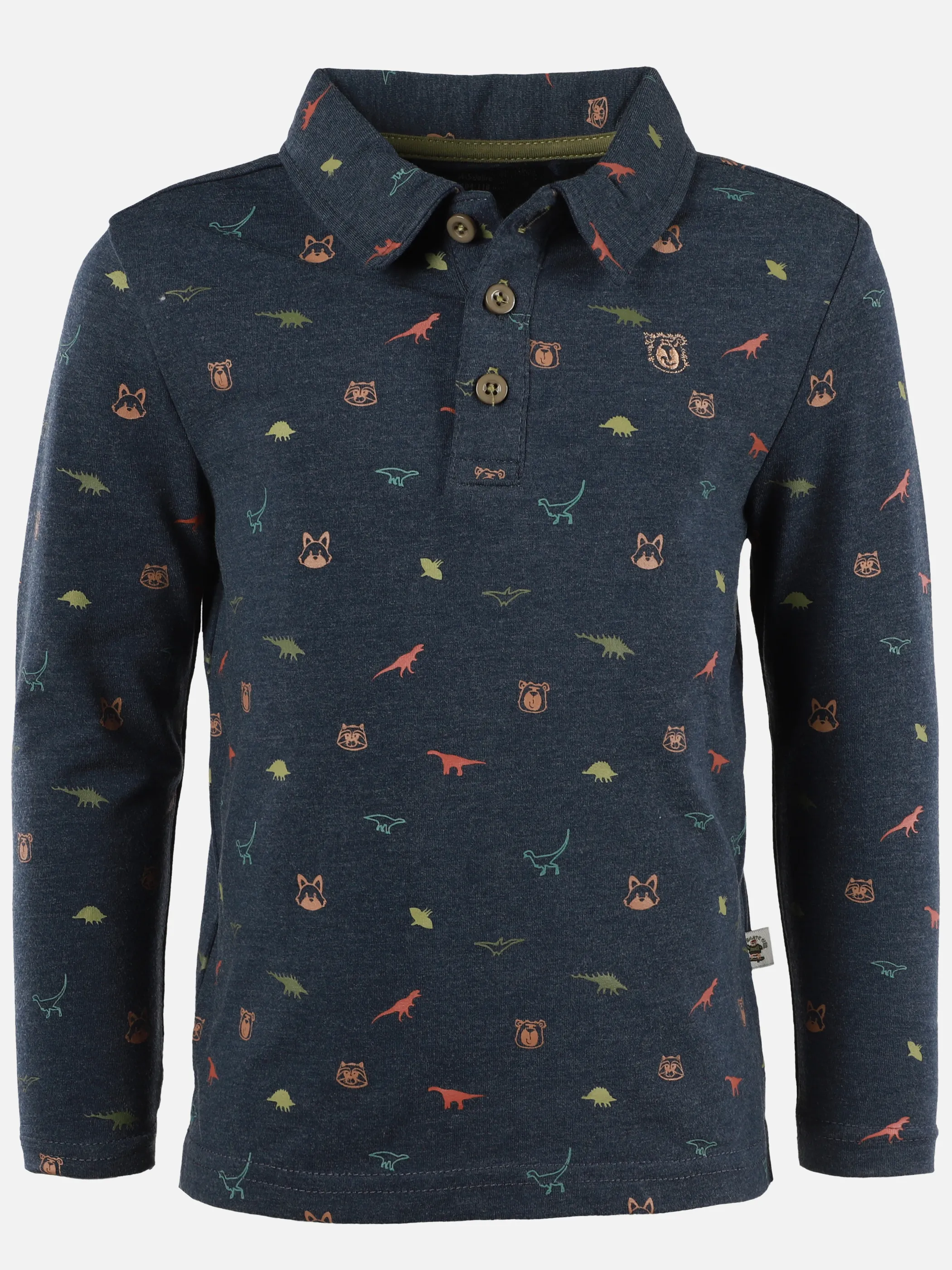 One Way KJ Poloshirt Longsleeve mit Dino AOP in blau Blau 913489 BLAU 1