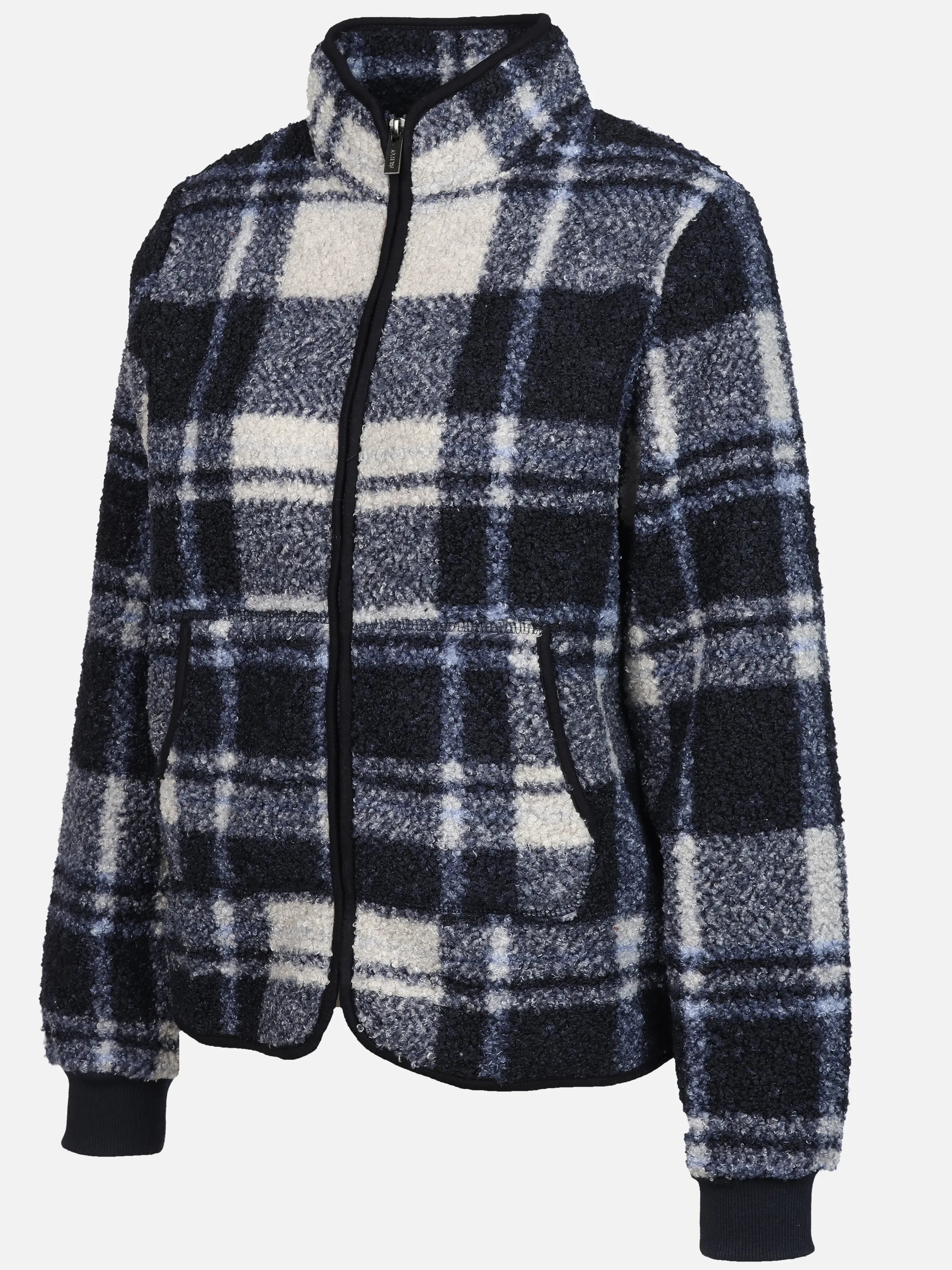 Sure Da. Teddy Cardigan mit Karo Print Blau 928632 BLAUGRAU 3
