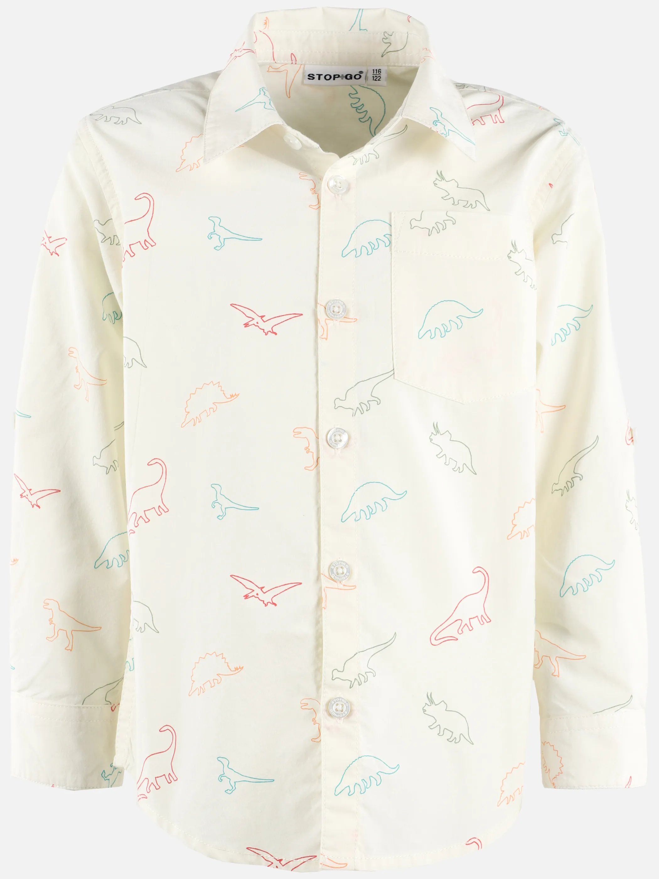 One Way KJ Langarm Hemd mit Dino AOP in sand Beige 890559 SAND 1