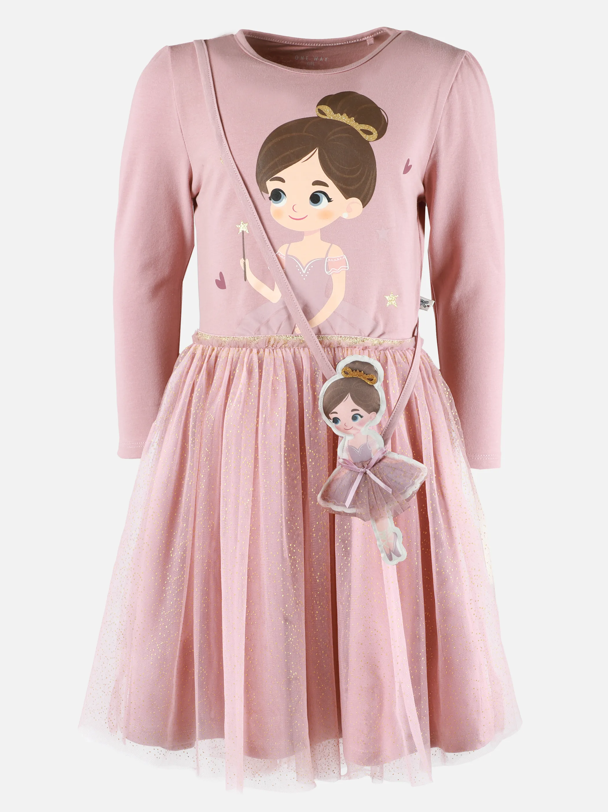 One Way KM Tüllkleid mit Ballerinaprint + Tasche in rosa Rosa 916171 ROSA 1