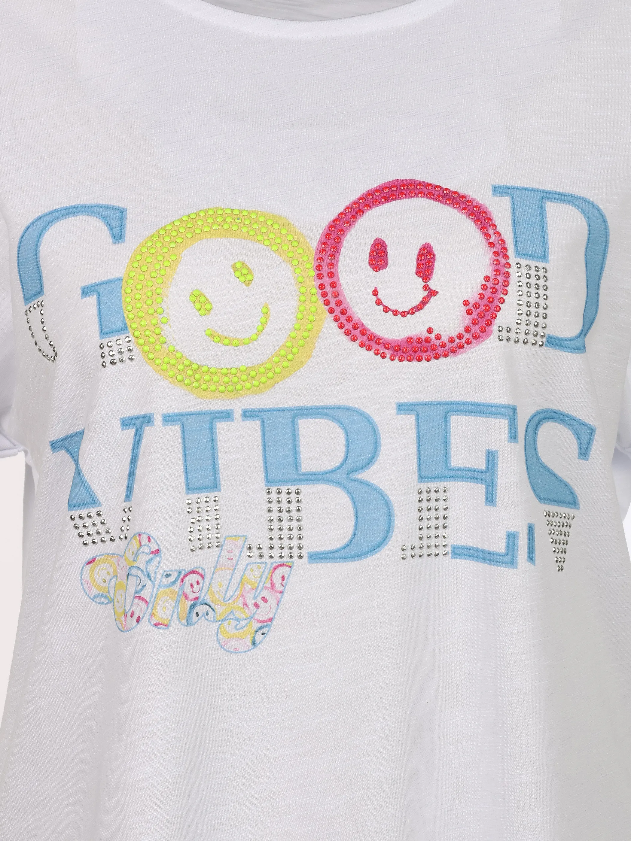 Sure Da.T-Shirt m. Motivprint Weiß 930628 GOOD VIDES 3