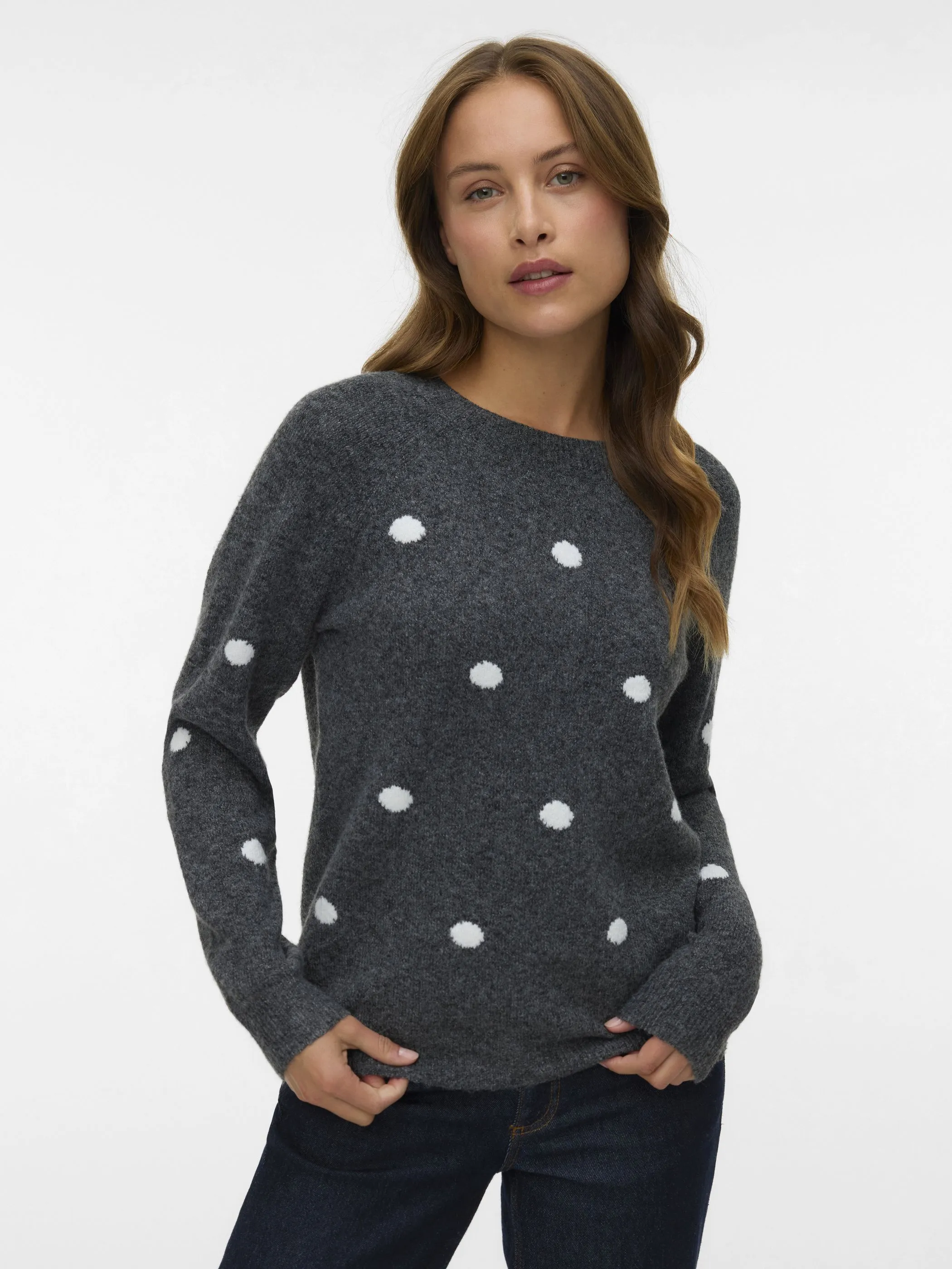 Vero Moda 10330790 VMDOFFY INTARSIA LS O Grau 913125 178996006 5