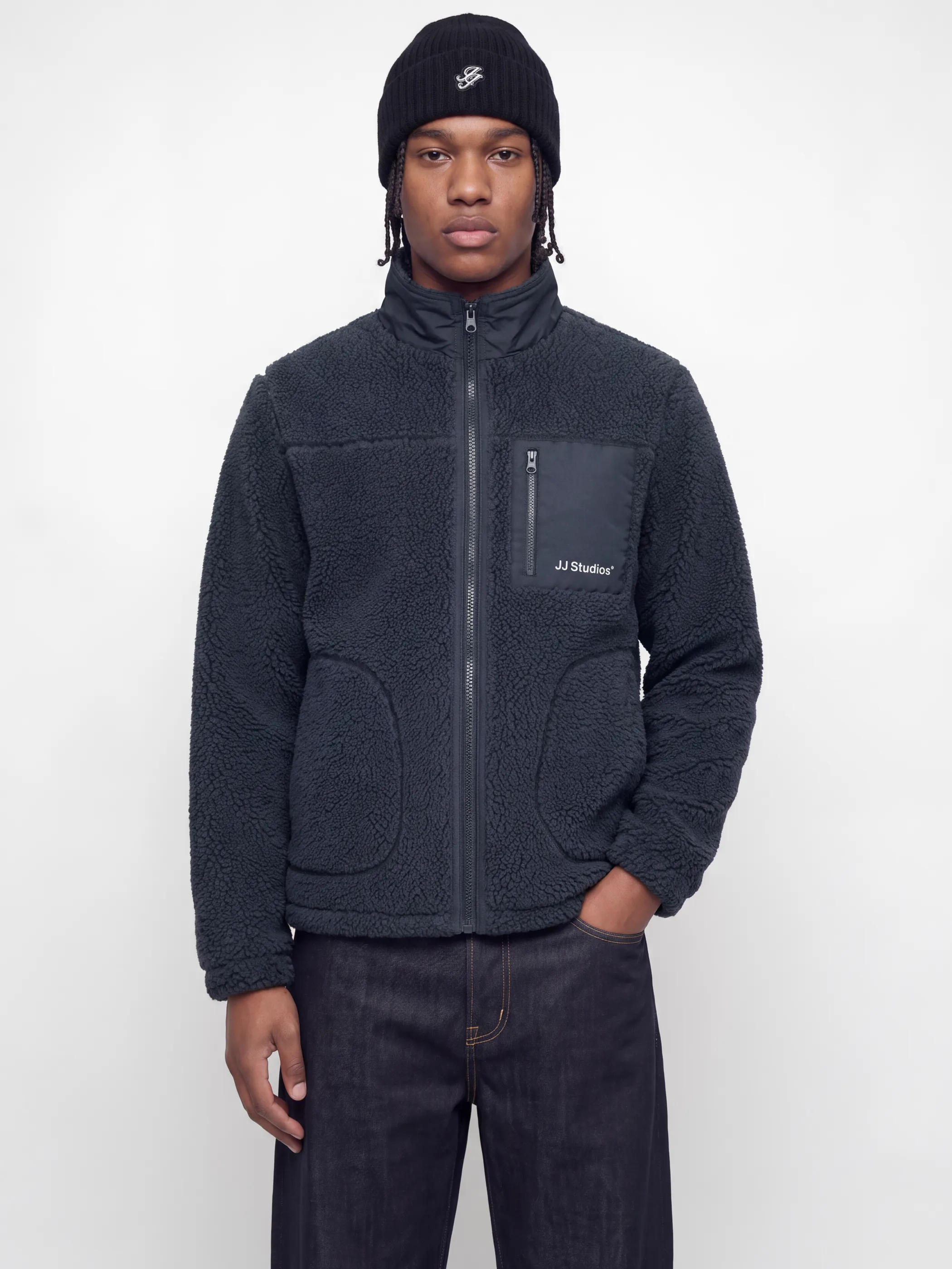 Jack Jones 12299491 JJESOHO TEDDY JACKET Grau 928231 176720 1