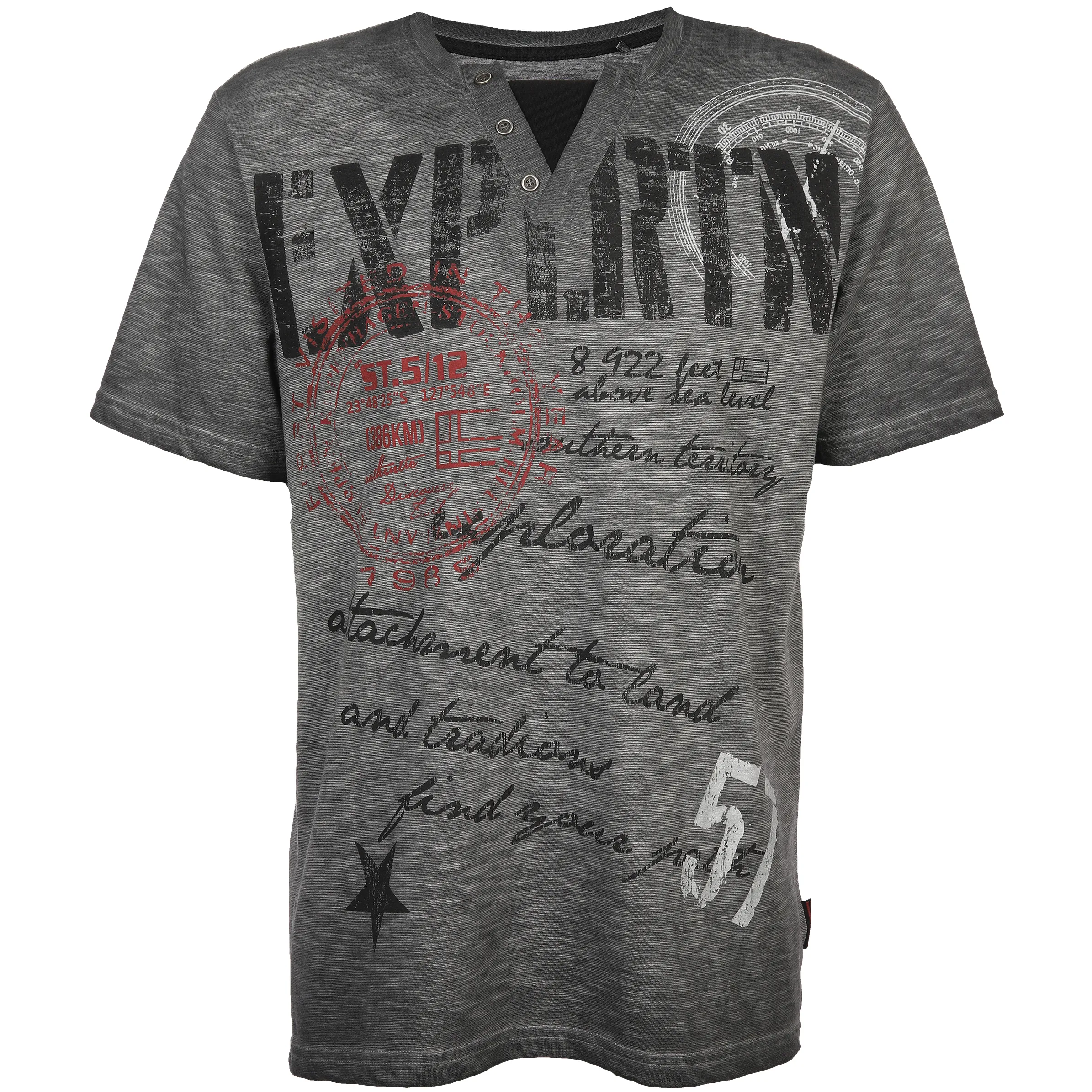 Southern Territory He. Henleyshirt 1/2 Arm grindle 2in1 Grau 885858 GREY 1