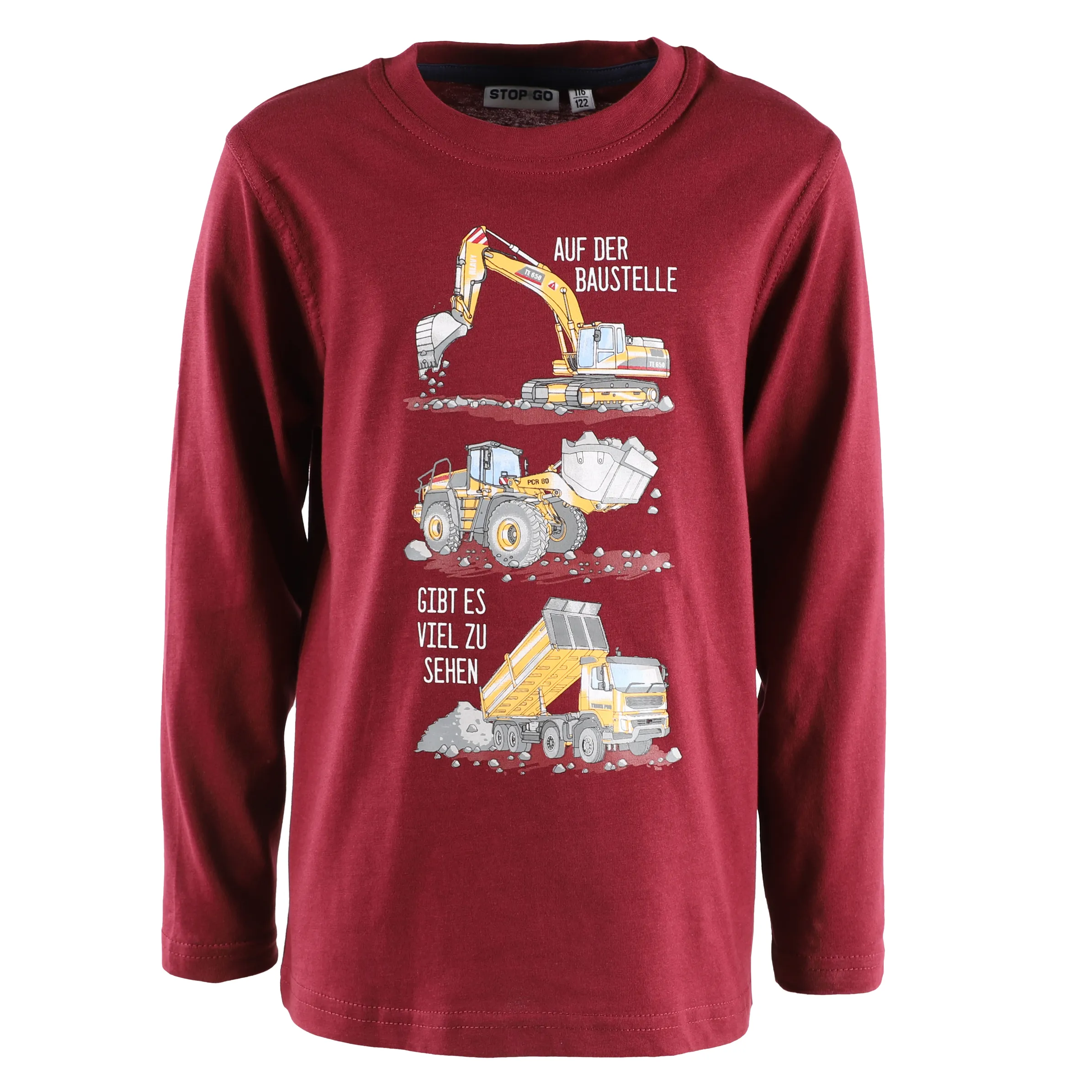 Stop + Go KJ Longsleeve Shirt in borderaux Bagger Drucke Rot 881619 BORDEAUX 1