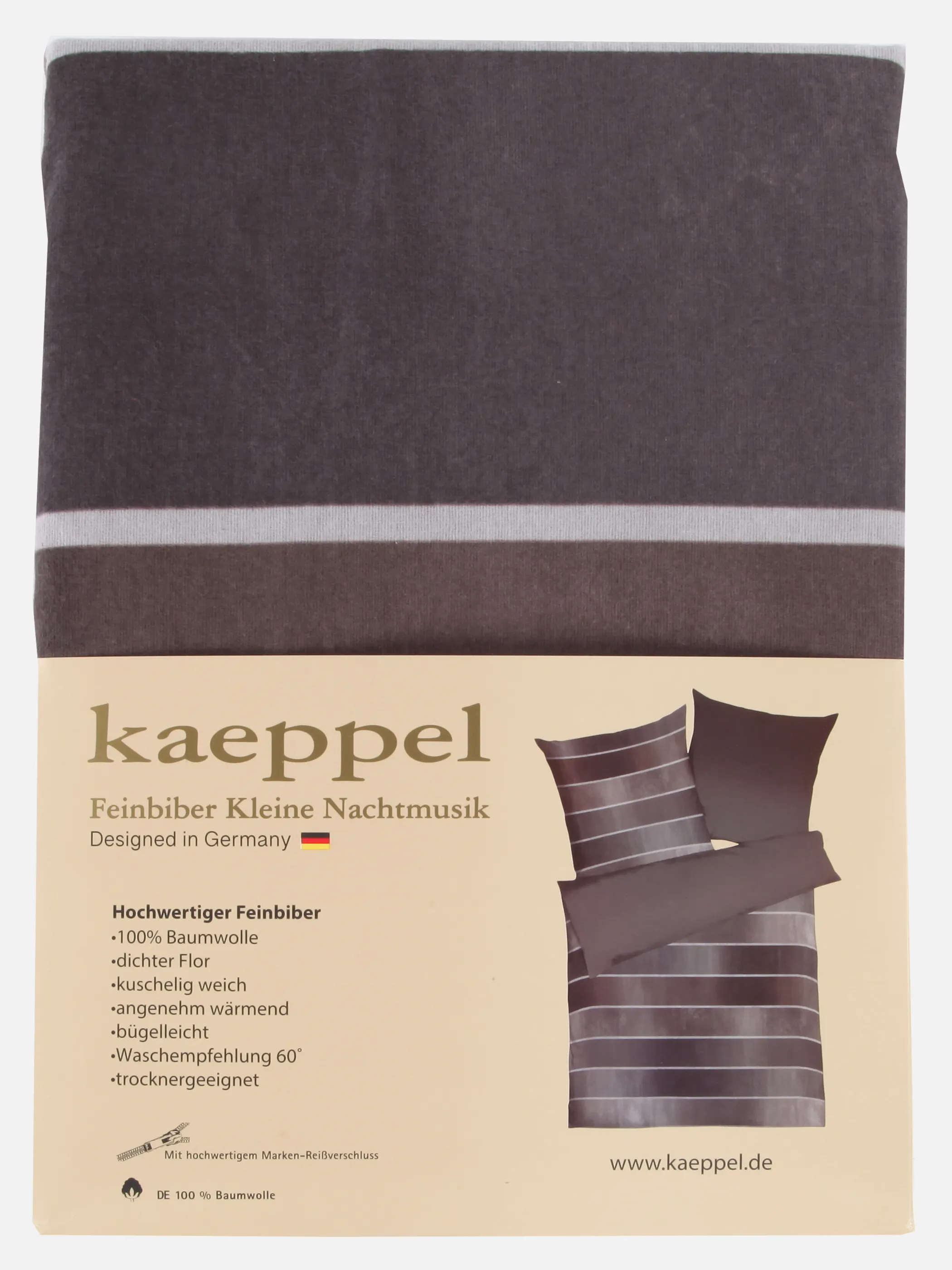 AWG Mode - Biberbettwäsche mit Streifen 135x200cm | KAFFEE | 135/200