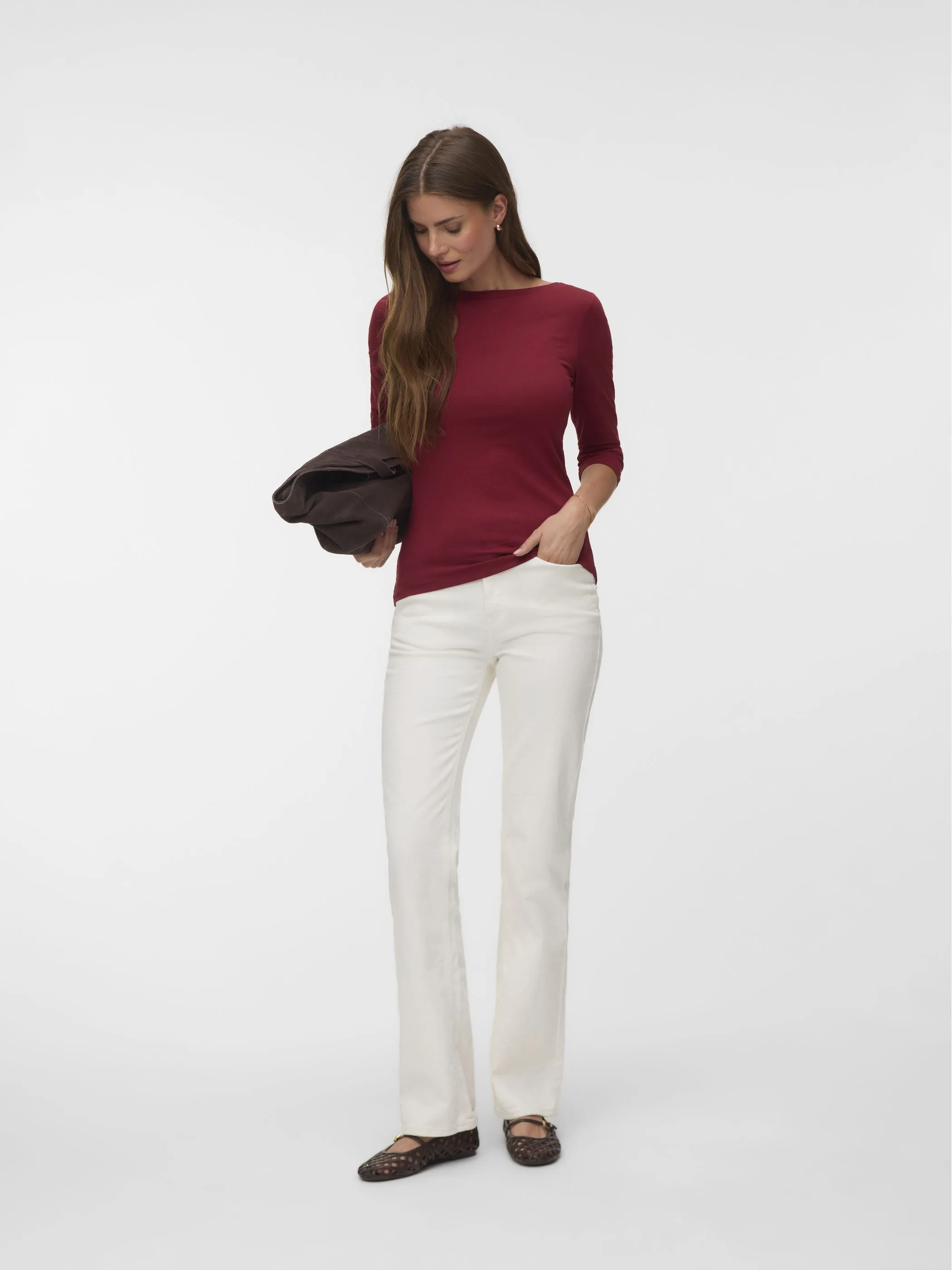 Vero Moda 10274133 VMPANDA MODAL 3/4 TOP Rot 866193 230355 4