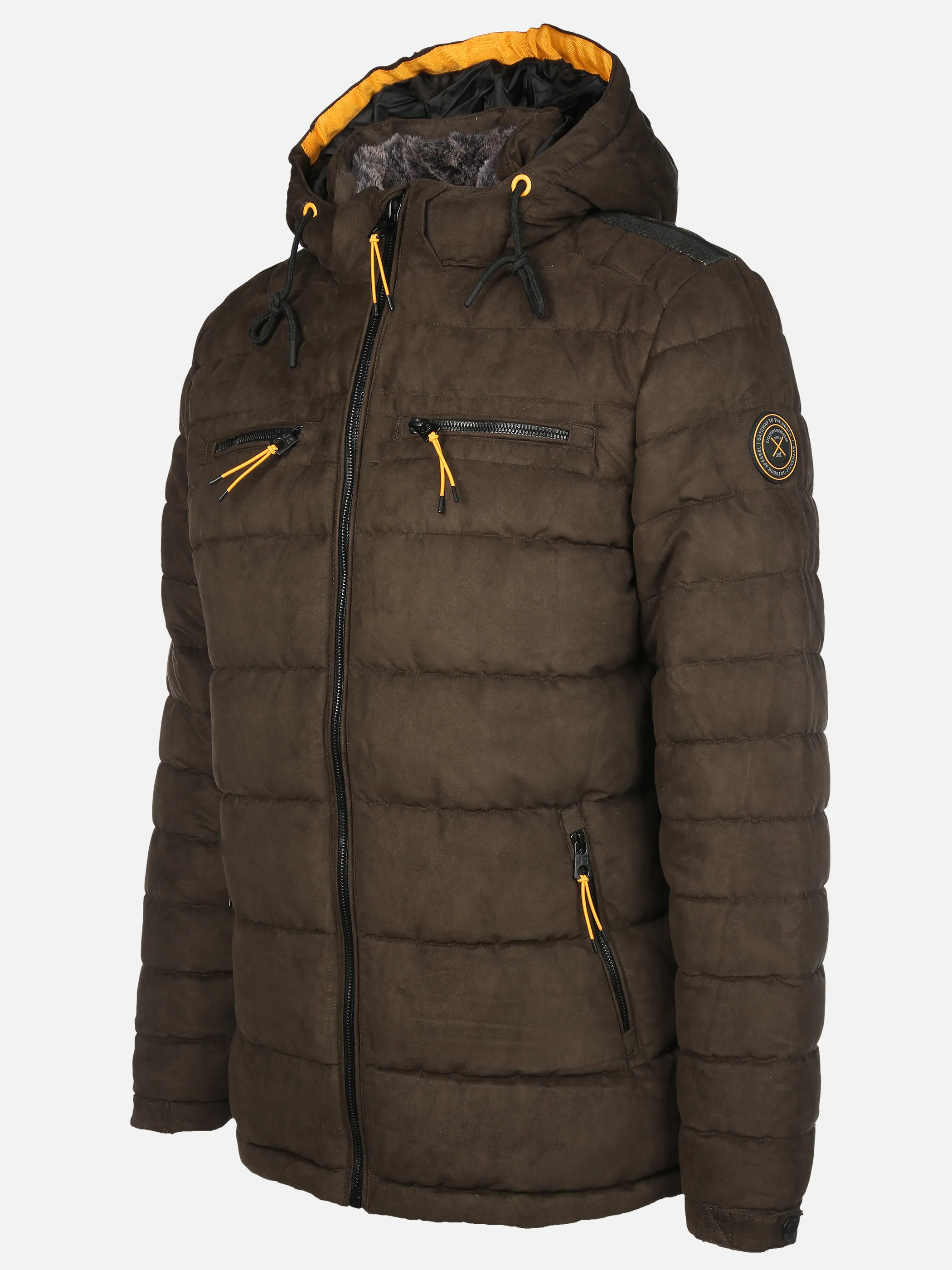 Jim Spencer He. Velour-Steppjacke Kapuze Braun 897313 BROWN 3