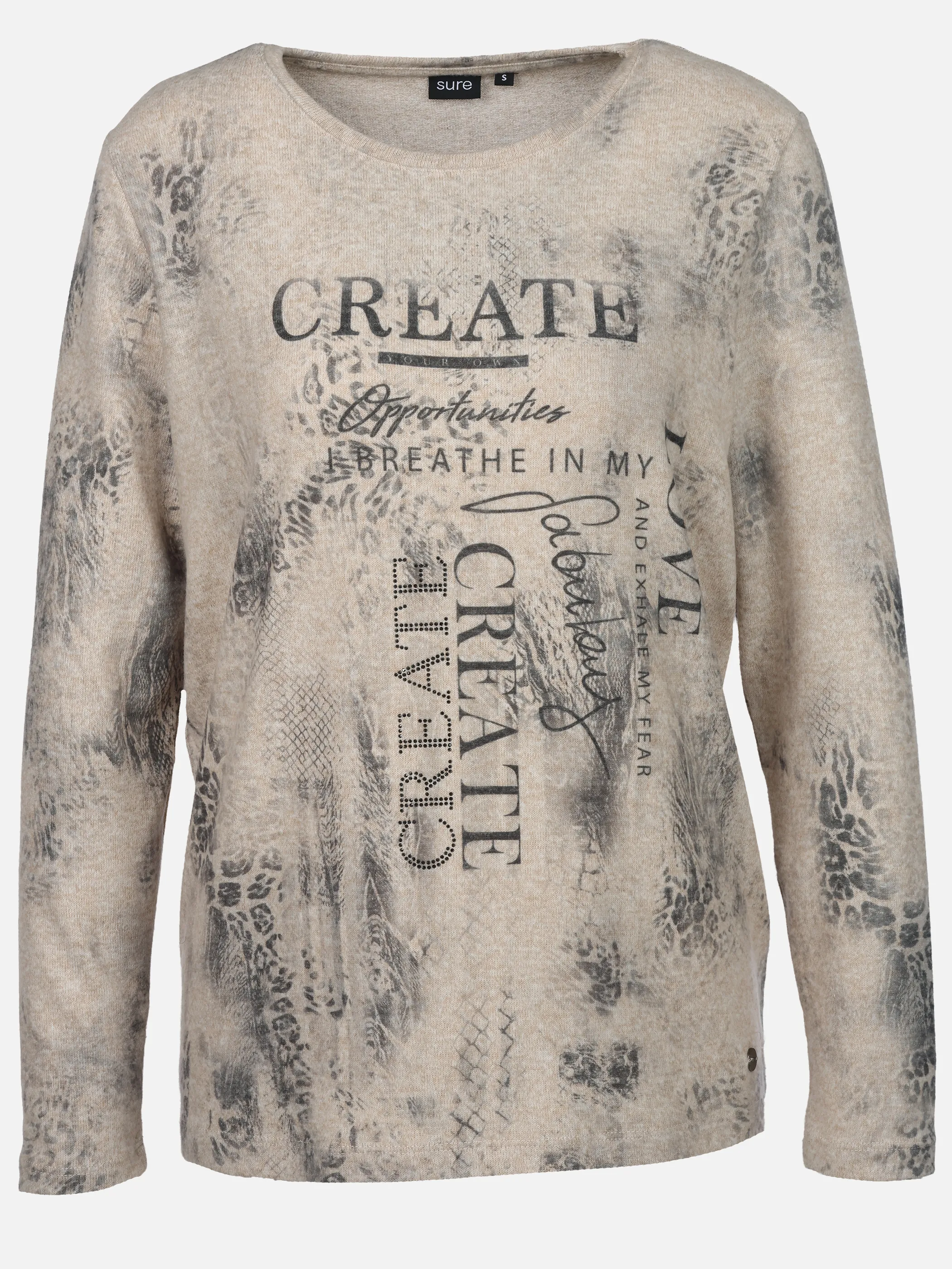 Sure Da-Flauschshirt m. Frontprint Beige 932670 BEIGE 1