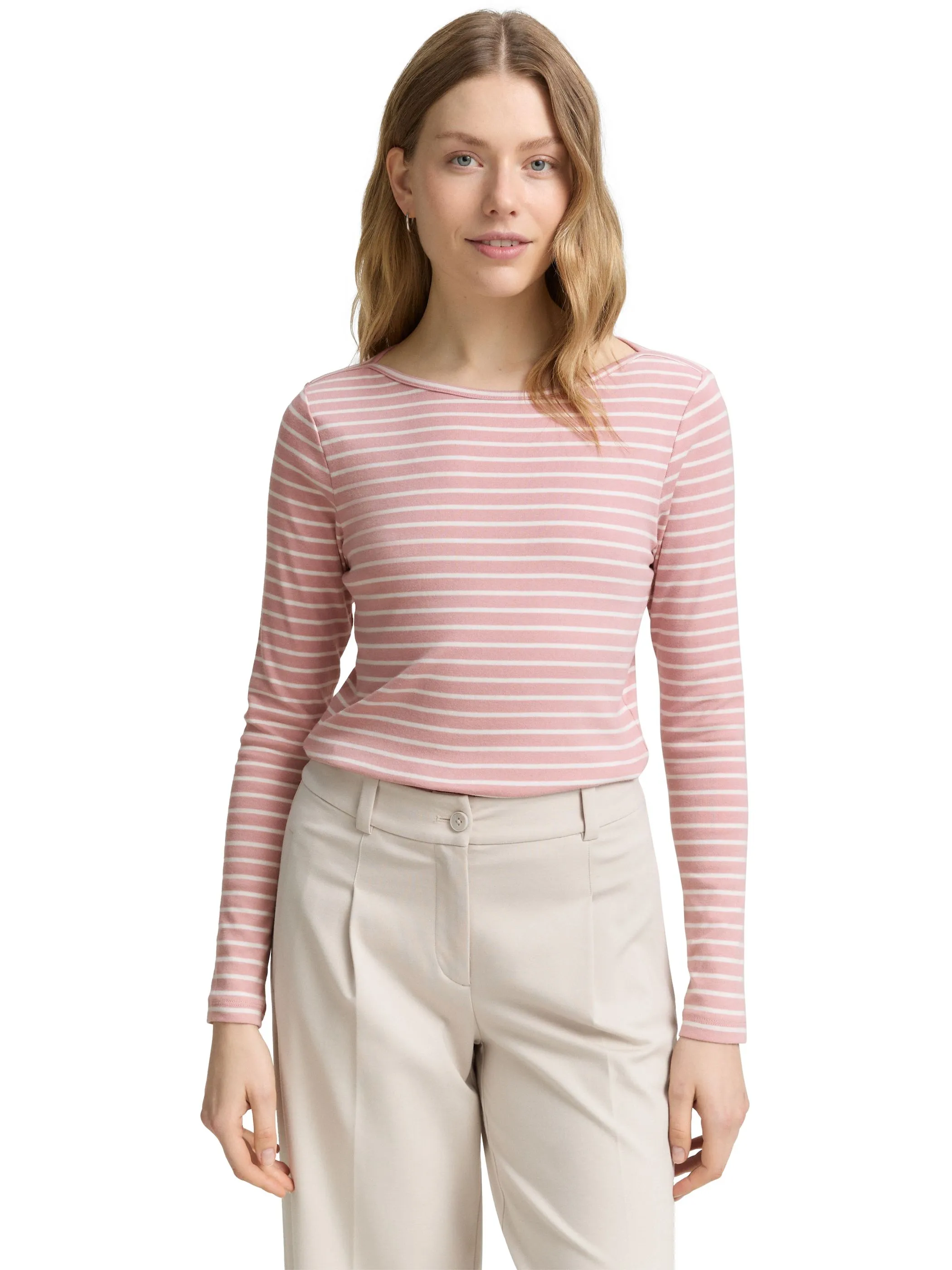 Tom Tailor 1047730 NOS T-shirt striped boatneck Rosa 914537 38586 5