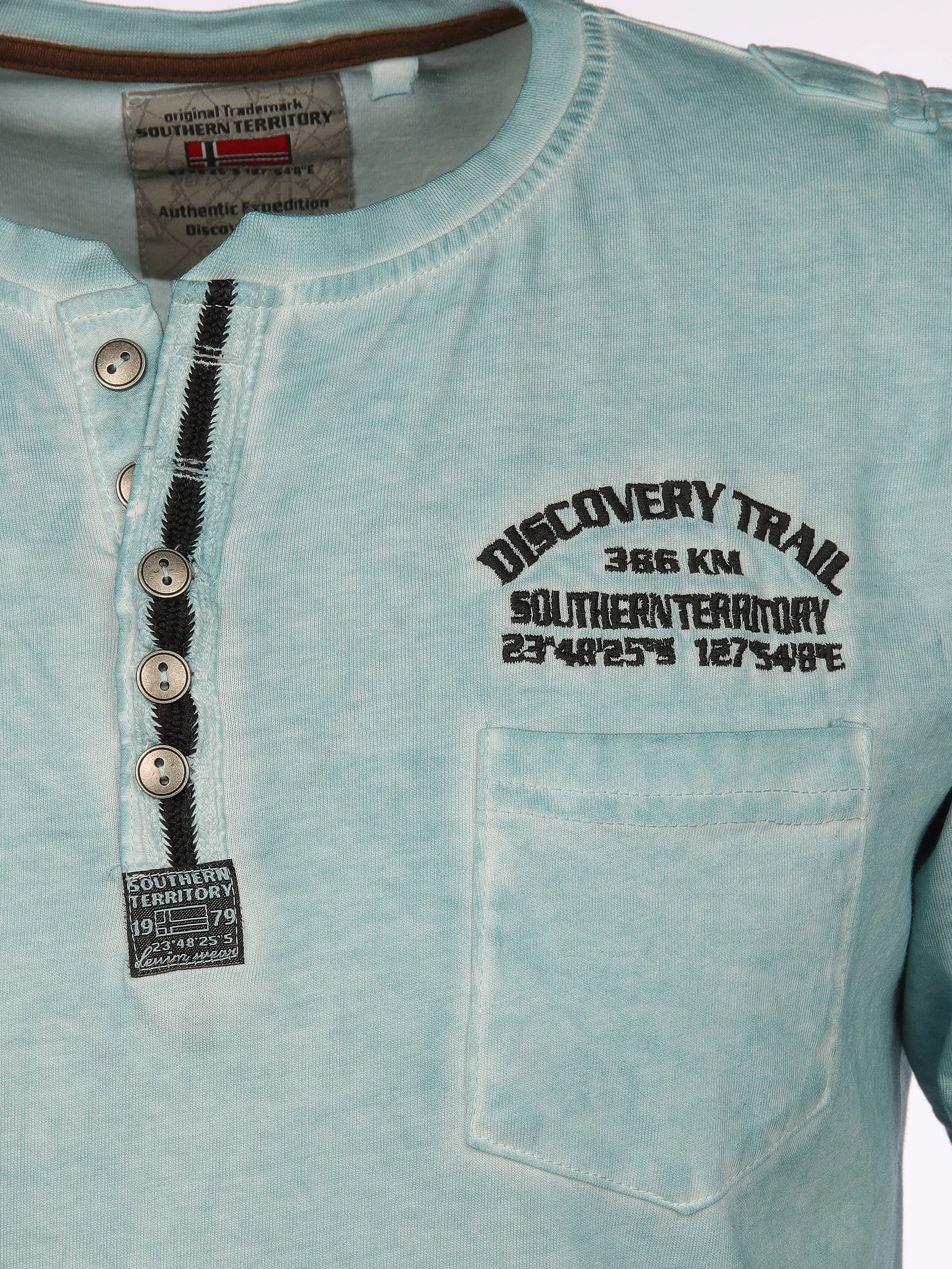 Southern Territory He. Henleyshirt 1/2 Arm washer Blau 910643 AQUA 3 Southern Territory He. Henleyshirt 1/2 Arm washer Blau 910643 AQUA 3